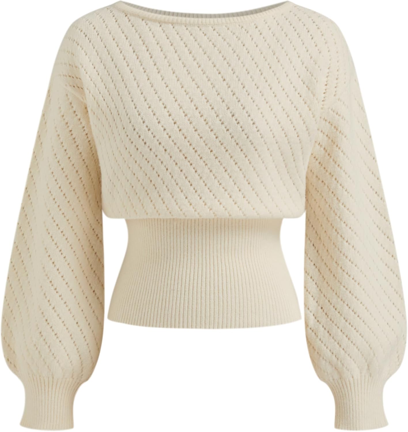 CIDER Women's Sweater Boat Neck Knit Sweater Balloon Sleeve for Women Knit Tops 2025 Fall