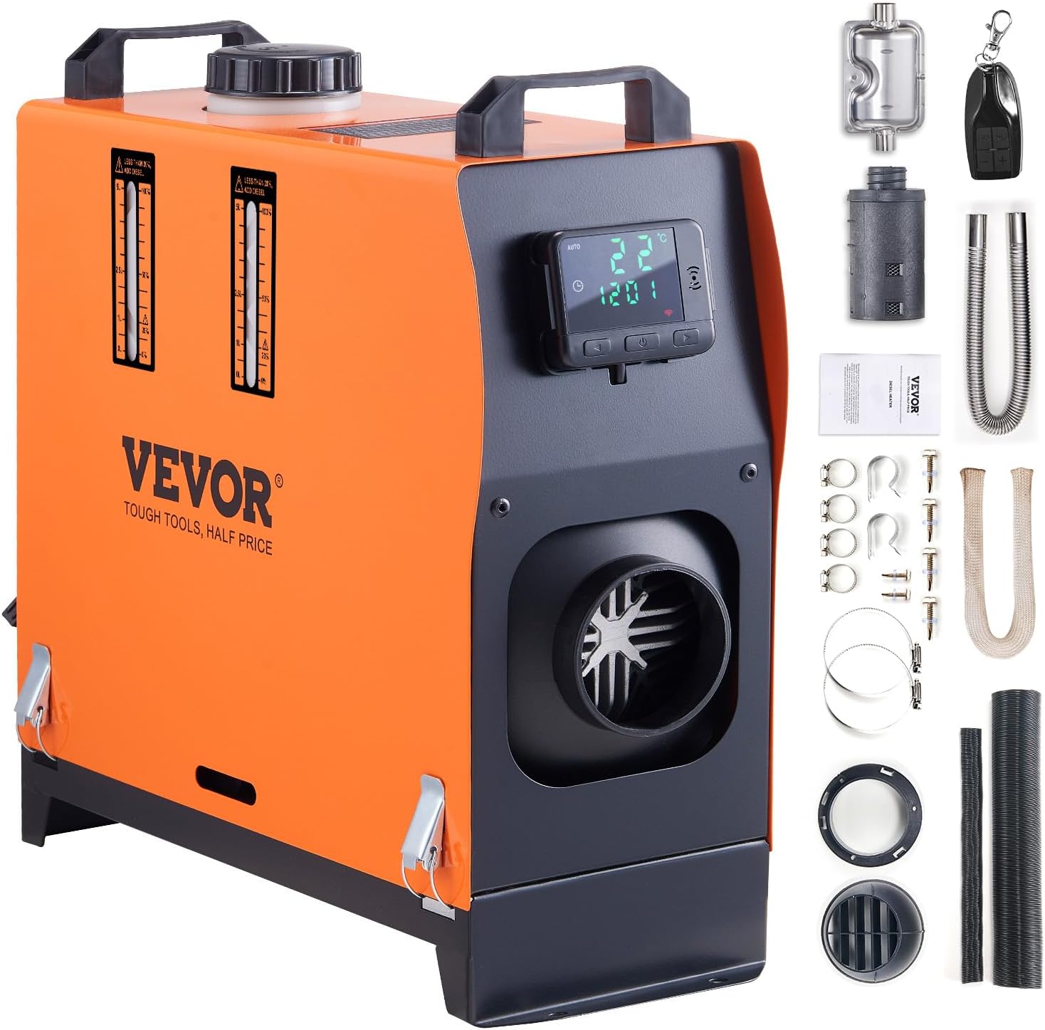 VEVOR 8KW Diesel Heater All in One, Diesel Air Heater with Bluetooth App Control, Portable Parking Heater Automatic Altitude Adjustment Max 18045 ft, Remote Control and LCD, for Vehicles