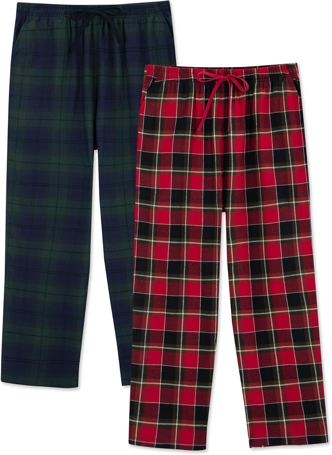 DAVID ARCHY Men's Flannel Pajama Pants, Soft & Cozy Cotton Pajama Pants, Lightweight Plaid Pants for Men with Pockets 2-Pack