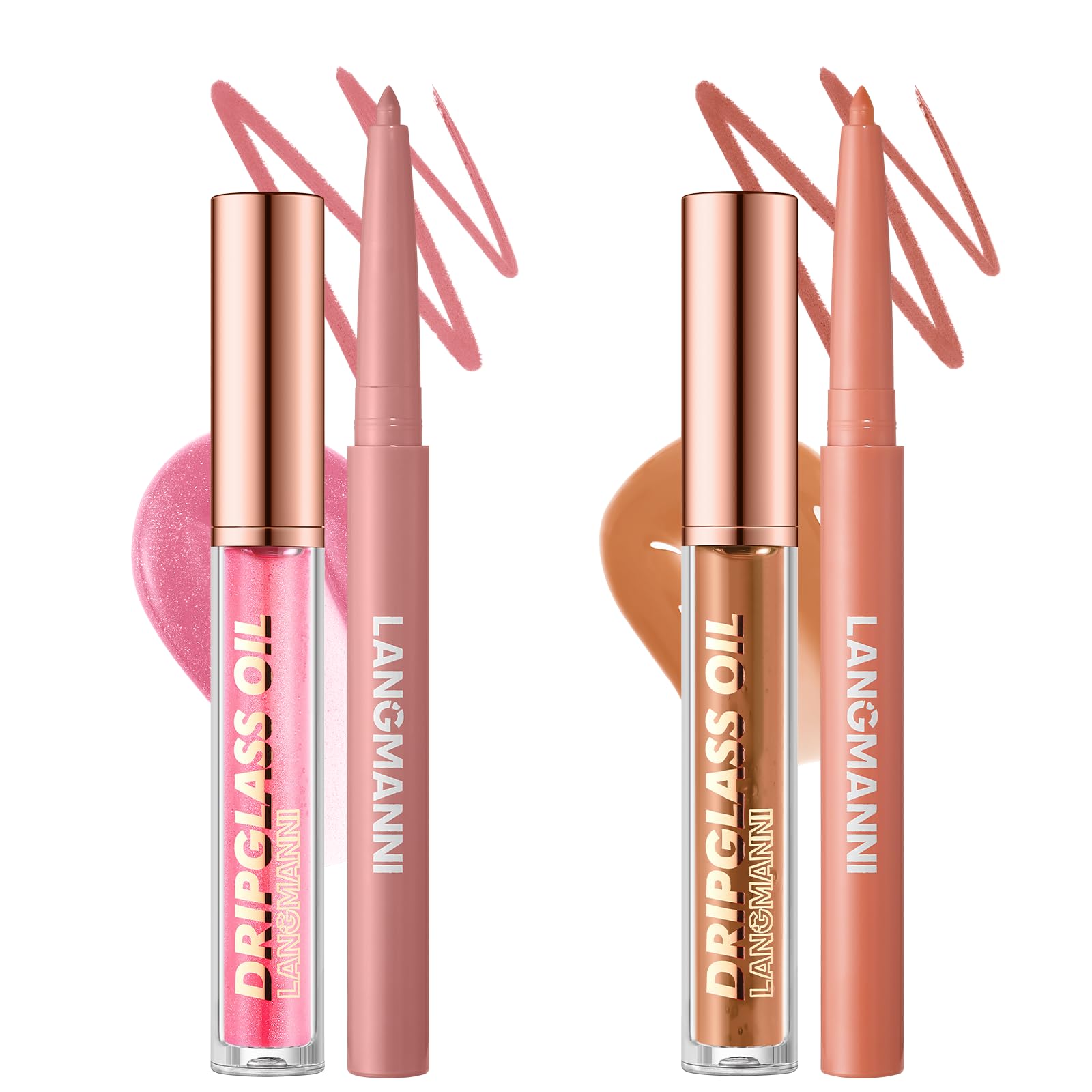 Jolilab Matte Lip Liner Lip Oil Set, Lip Makeup Set Natural Smooth Long-Lasting And Hydrating Beauty Daily Cosmetics Gift for Girls Easy-to-Use(12pcs)