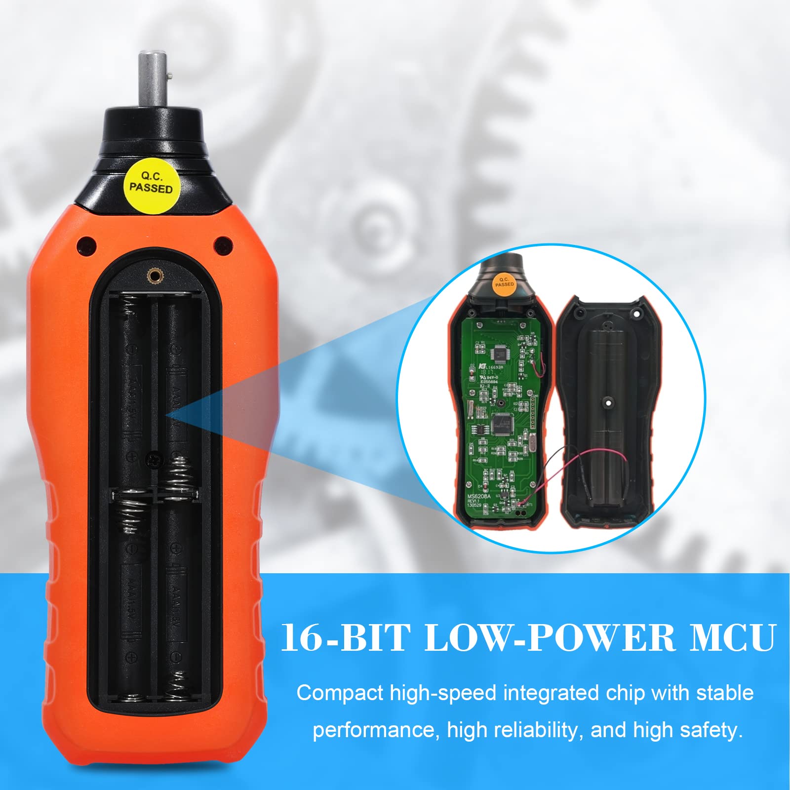 Digital Tachometer, 50-19999 RPM Contact Tachometer, 100 Groups Data Store Handheld Speed Meter with Backlight, Max/Min/AVG RPM Rotation Speed Gauge, PT6208A (Batteries Included)