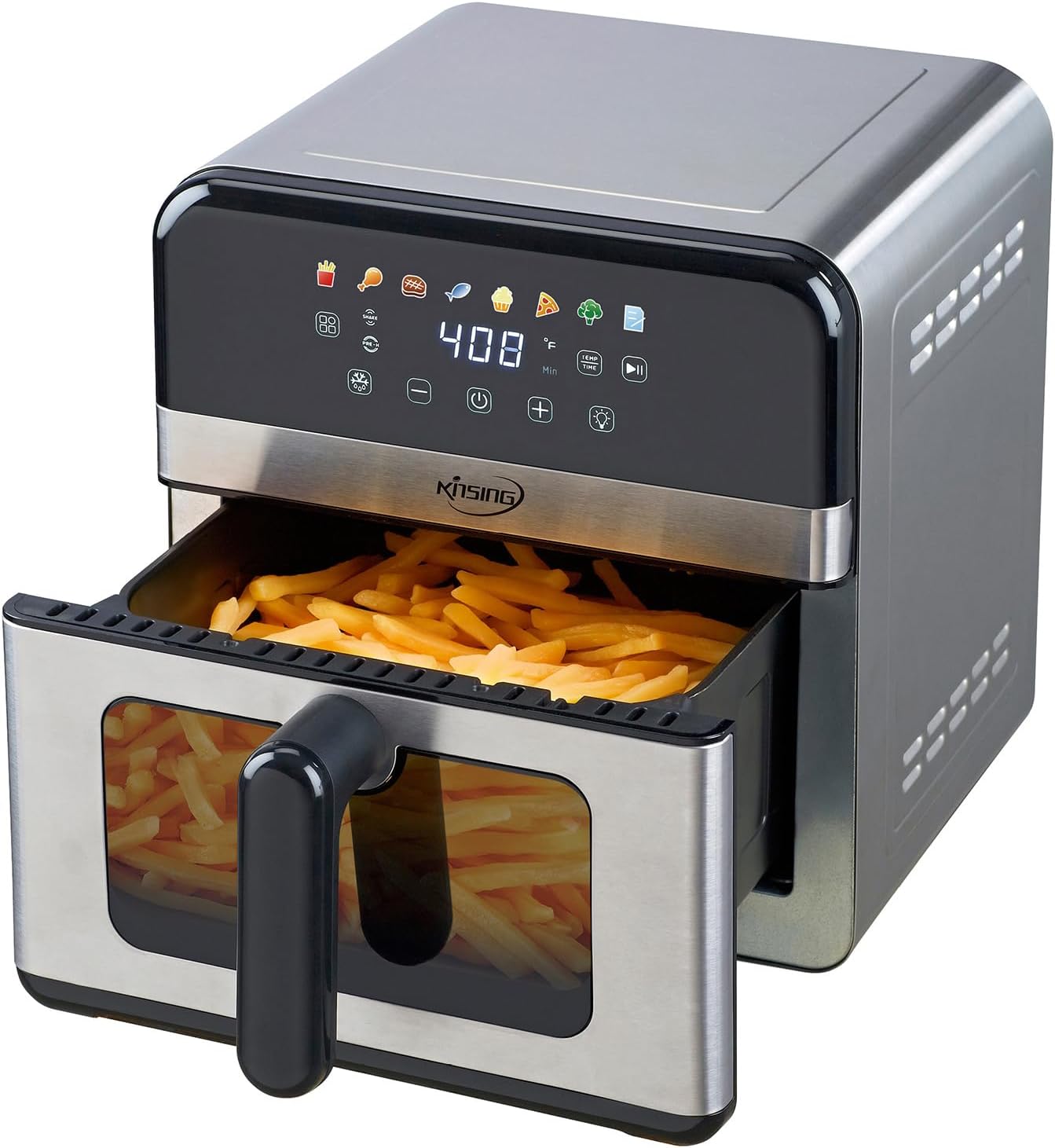 Air Fryer 8 in 1, XL 8.5 QT Large Airfryer with View Windows,MAX 400℉ for Crispy, 85% Less Oil, Fast Roast, Preheat, Shake, Bake, Non-Stick Basket for Easy Clean, With Professional Recipes