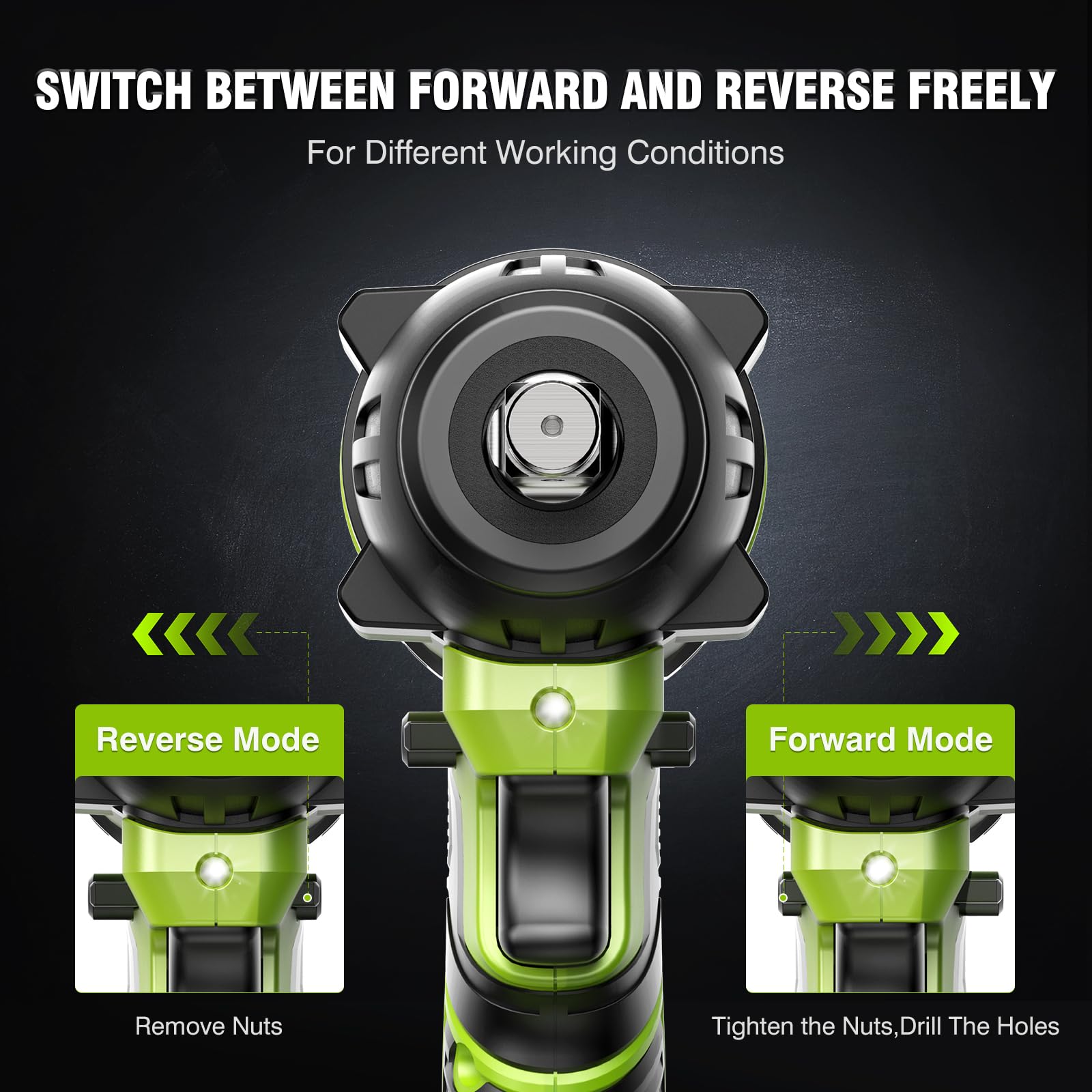 Cordless Impact Wrench, 406Ft-lbs (550N.m) Brushless 1/2 inch, 2800RPM High Torque Impact Gun, 2x 4.0Ah Battery, Charger, 4 Sockets, Electric Impact Wrench for Car Home