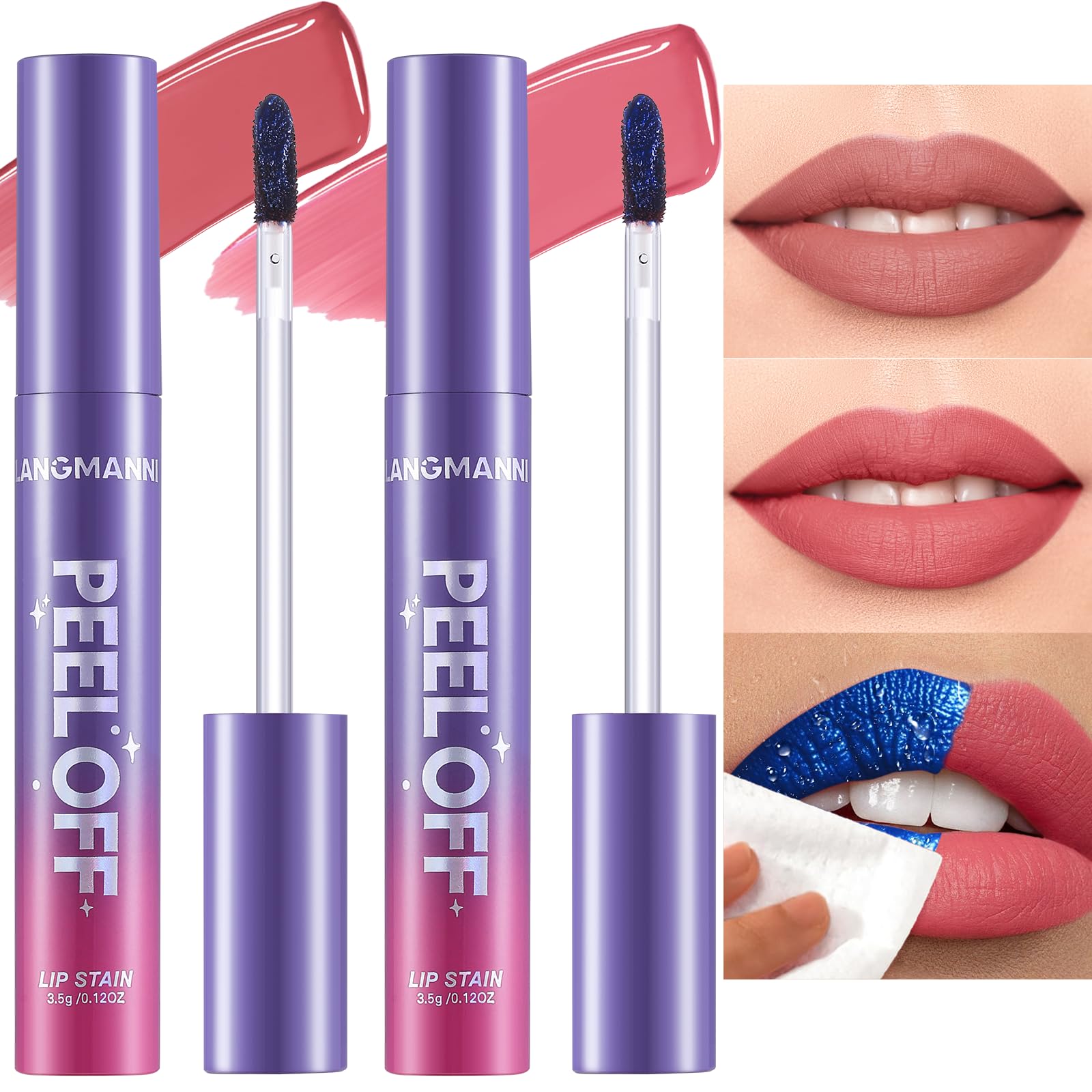Jolilab Quick Lip Stain Peel Off,Wipe Off,Waterproof,Transfer proof,Highly Pigmented,Ultra Long Lasting Peel Off Lip Makeup With Matte finish for All-day Wear.(#03+04)