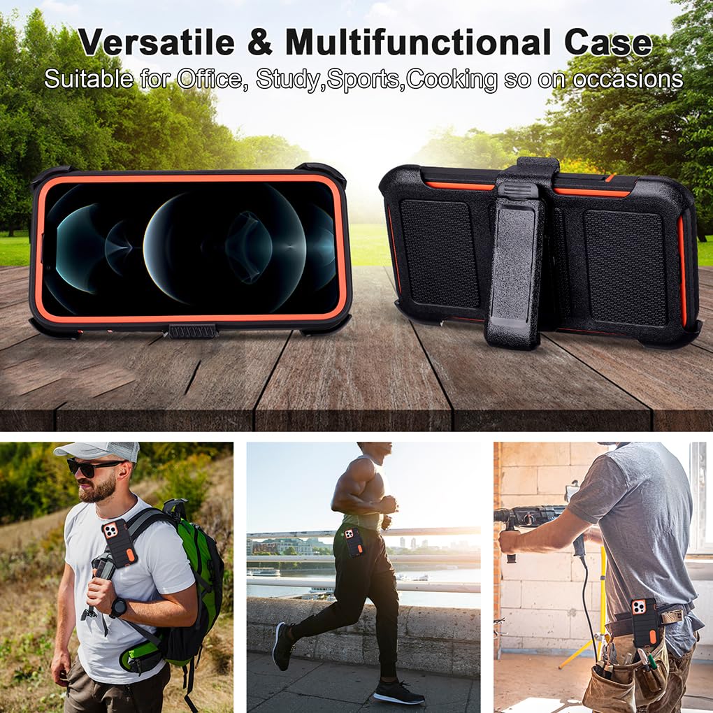 Phone Cases for iPhone 12 Pro Max Case Black with Belt Clip,3 Layers of Sturdy,Military Grade Shockproof ProMax Holster Protective Cases for Heavy Duty iPhone 12 Pro Max Phone Case Black Blue