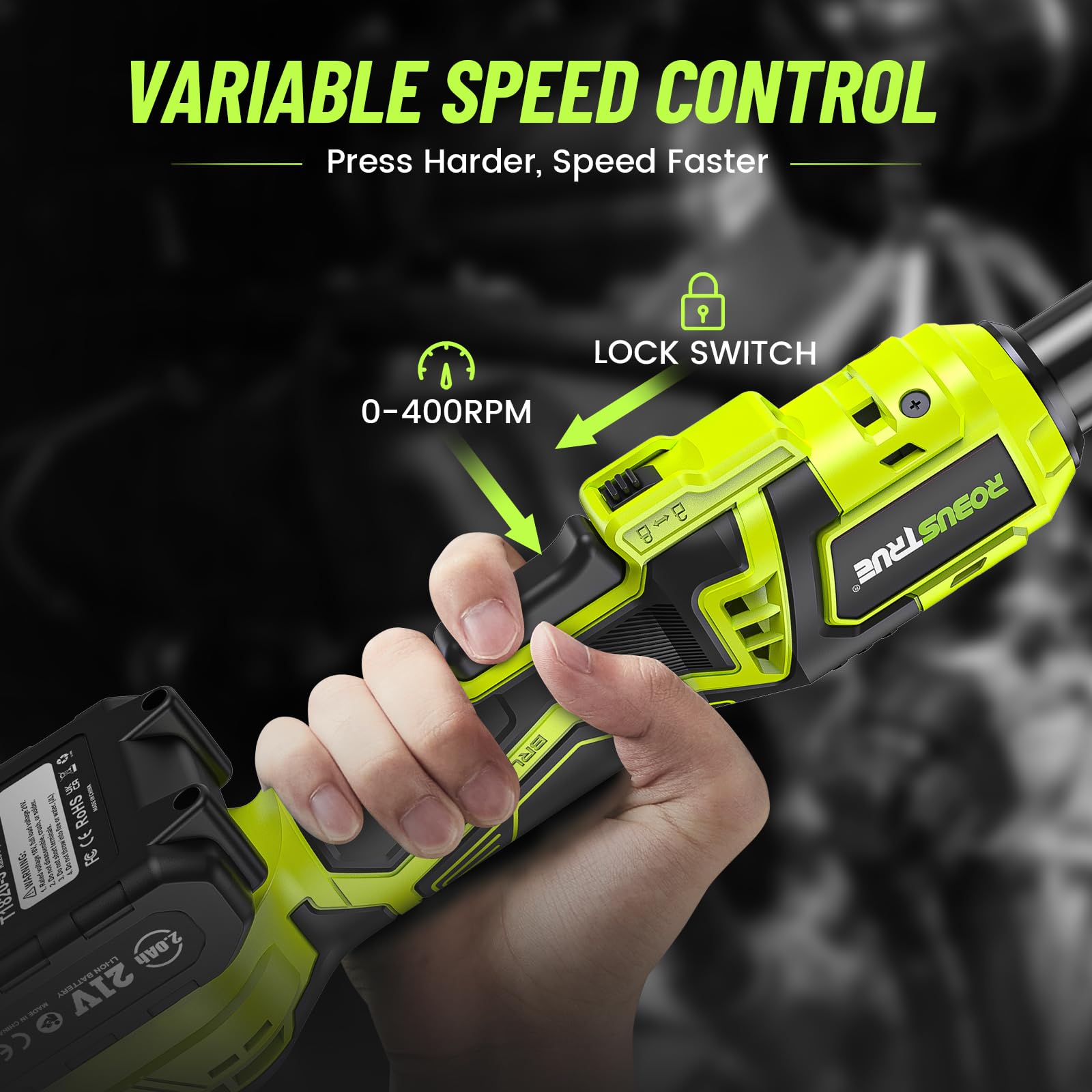 3/8" Cordless Ratchet Wrench: 58Ft-lbs (80N.m) 400RPM Light Weight Electric Ratchet, 6'' Extended Neck, 2 x2.0Ah Battery, 8 Sockets, 3" Extension Bar, LED Light (RH80B)