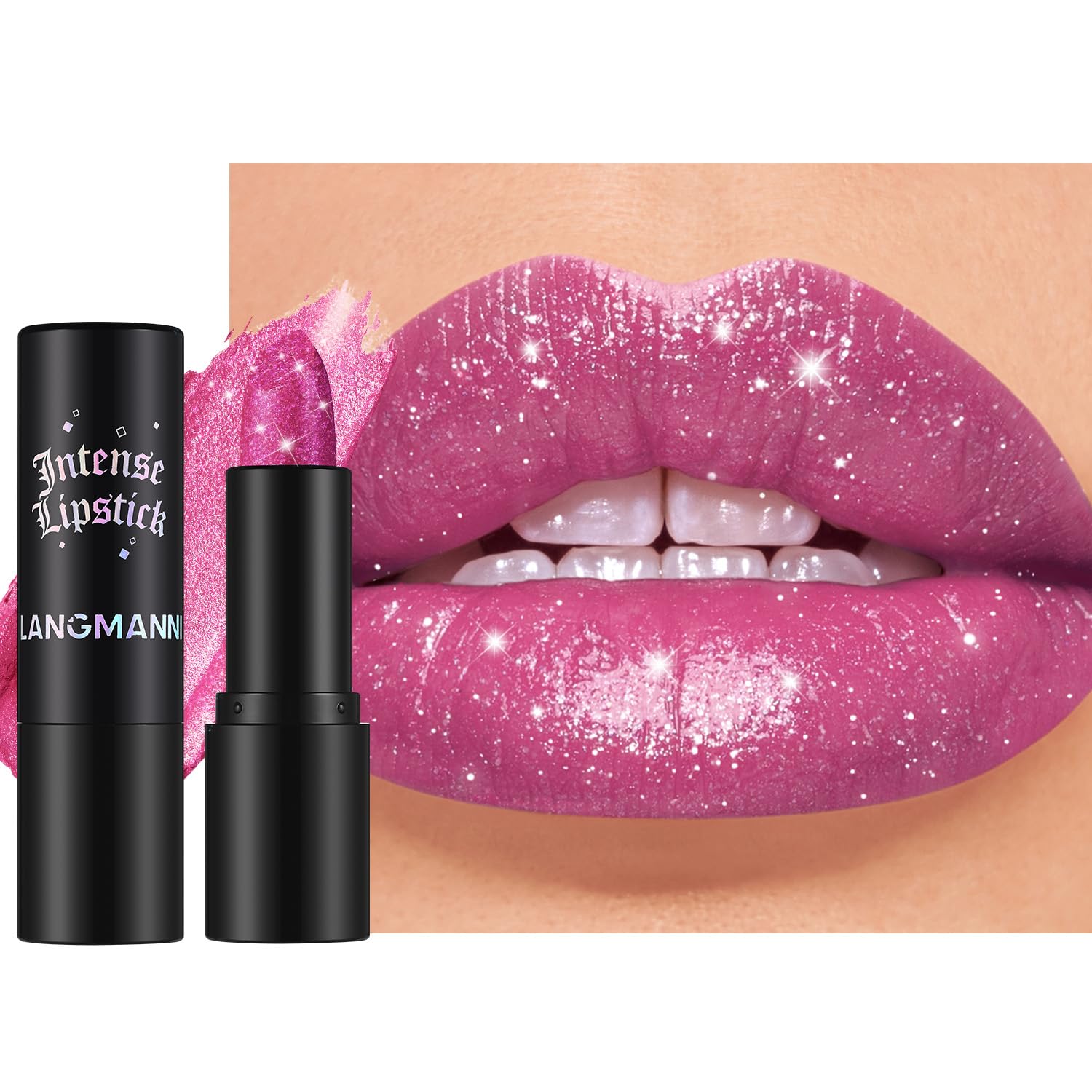 Jolilab Sparkling Lip Gloss, Long Lasting Waterproof Moisturizer Lip Balm Glitter Shimmer Metallic Lipstick, Diamond Shiny Bold Glow Goth Lipstick for Women Girls, Non-sticky (1, 07#)