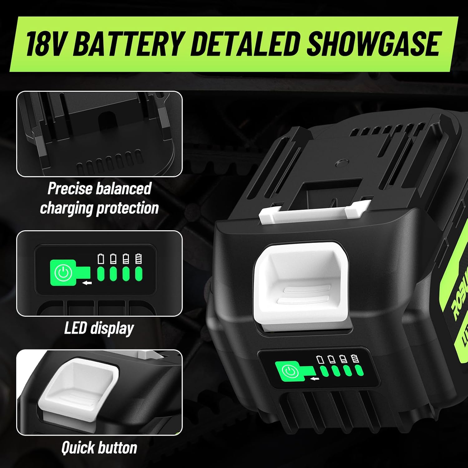 High Capacity 4.0Ah Battery for Impact Wrench, Long-Lasting Performance, Perfect Compatibility, Easy to Use, Universal for DIY and Professional Works