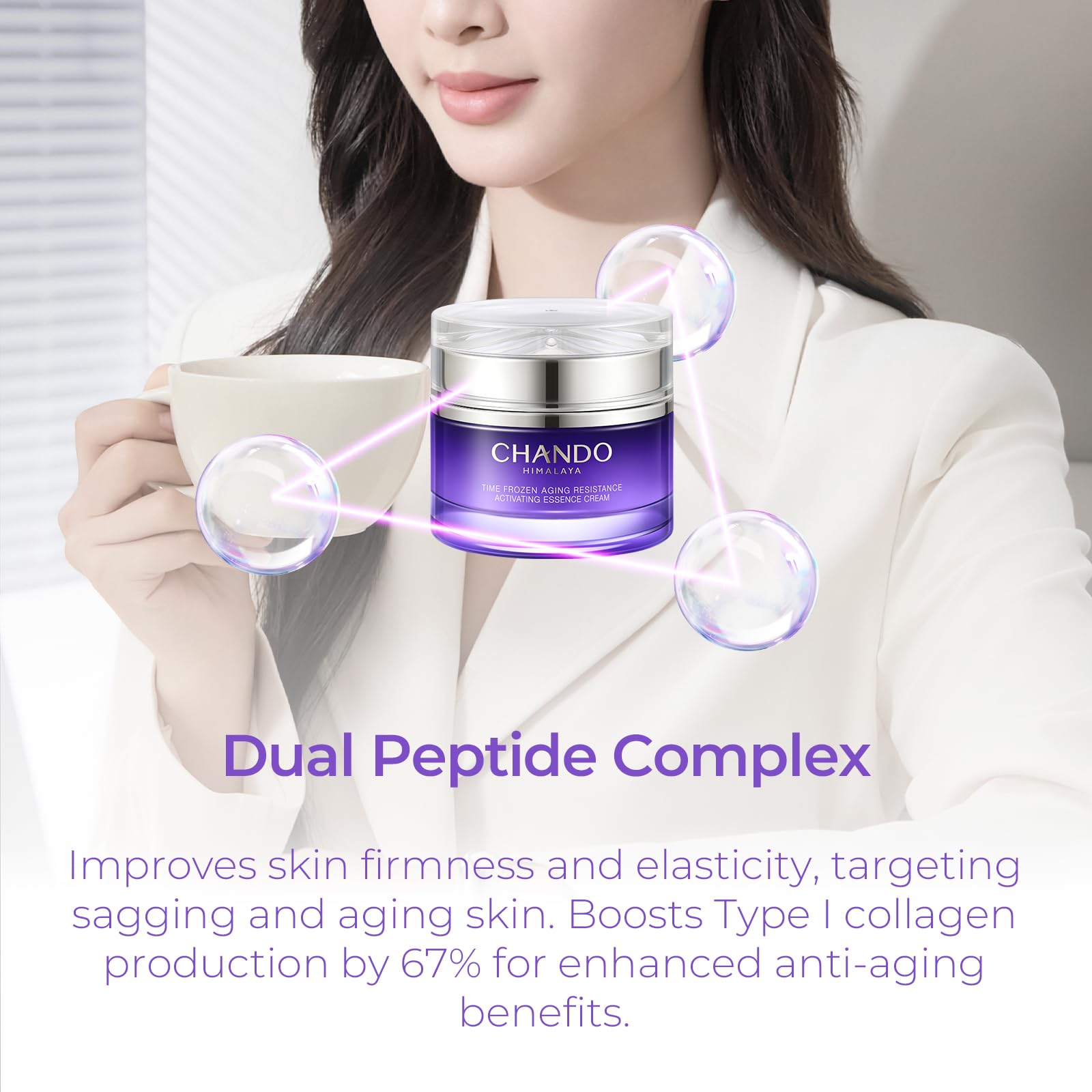 CHANDO HIMALAYA Repair Face Cream (55g/1.94oz) - Facial Essence Moisturizers with Peptides & Hyaluronic Acid & Ceramides for Renew Resurfacing, Visibly Hydrates & Plumps Skin