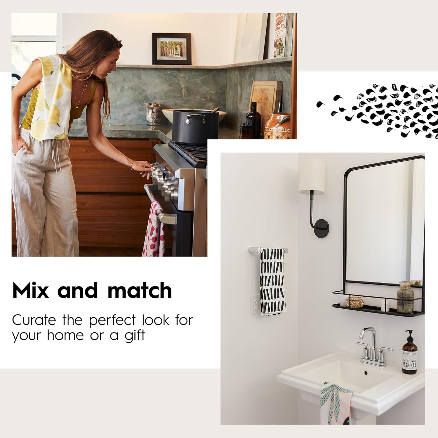Midnight Flannel Geometry Tea Towel