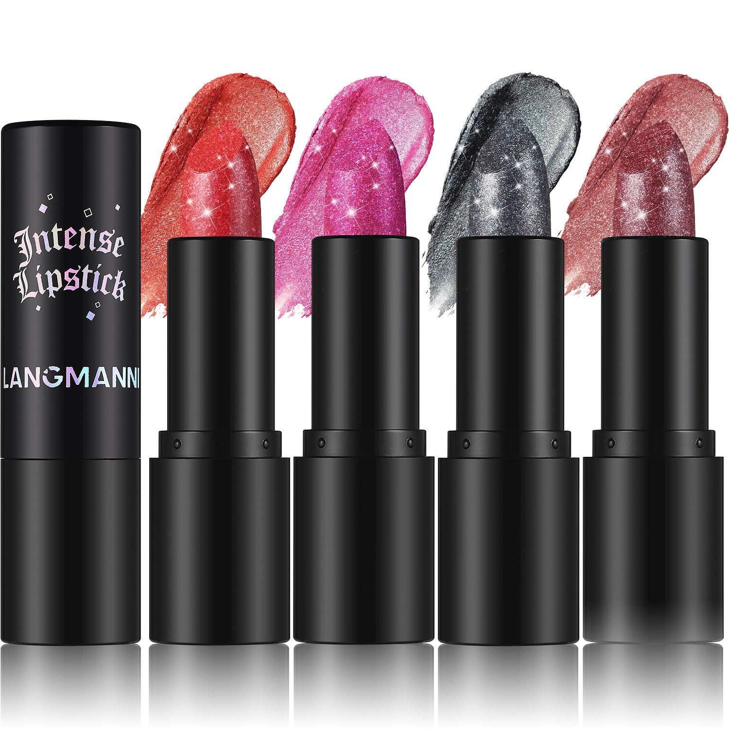 Jolilab Sparkling Lip Gloss, Long Lasting Waterproof Moisturizer Lip Balm Glitter Shimmer Metallic Lipstick, Diamond Shiny Bold Glow Goth Lipstick for Women Girls, Non-sticky (1, 07#)