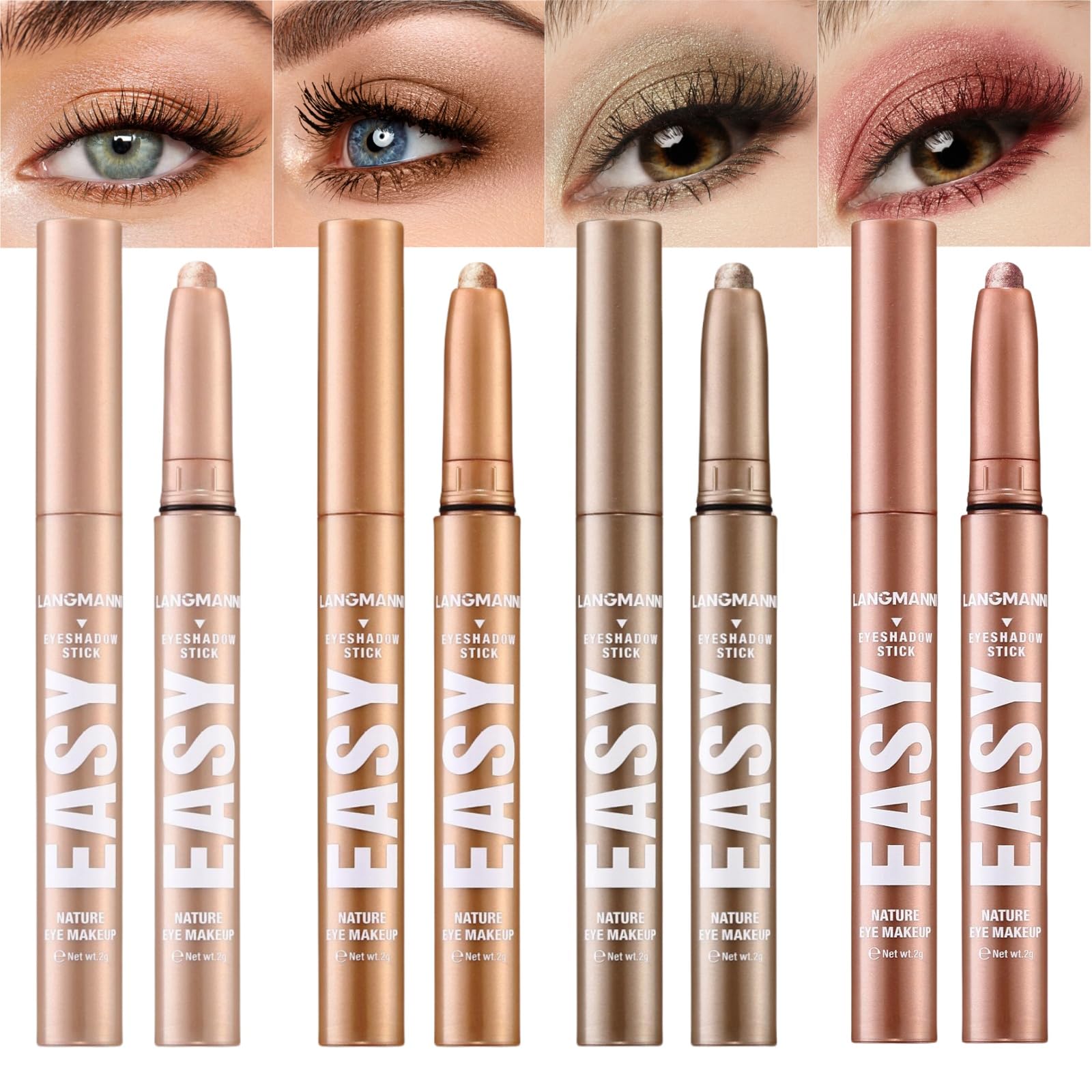 Jolilab Eyeshadow Stick Set, 8 Colors Matte Professional Bright-Colored Contouring and Highlight Eyeshadow Stick, Cream Waterproof Long Lasting High Pigmented Eye Shadow. (8, EYESHADOW B)