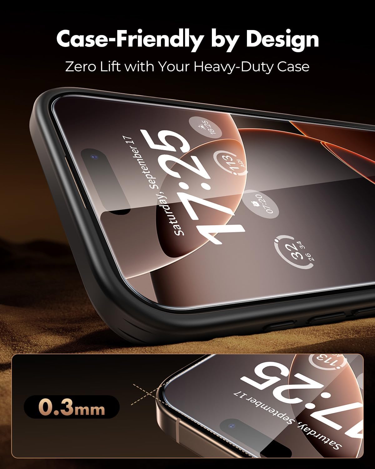 UNBREAKcable Screen Protector for iPhone 16 Pro Max, Pull-To-Protect Easy Installation, Auto Dust-Elimination, 9H+ Military-Grade Tempered Glass, Bubble-Free, Case Friendly, HD Clear, 6.9 Inch, 2 Pack