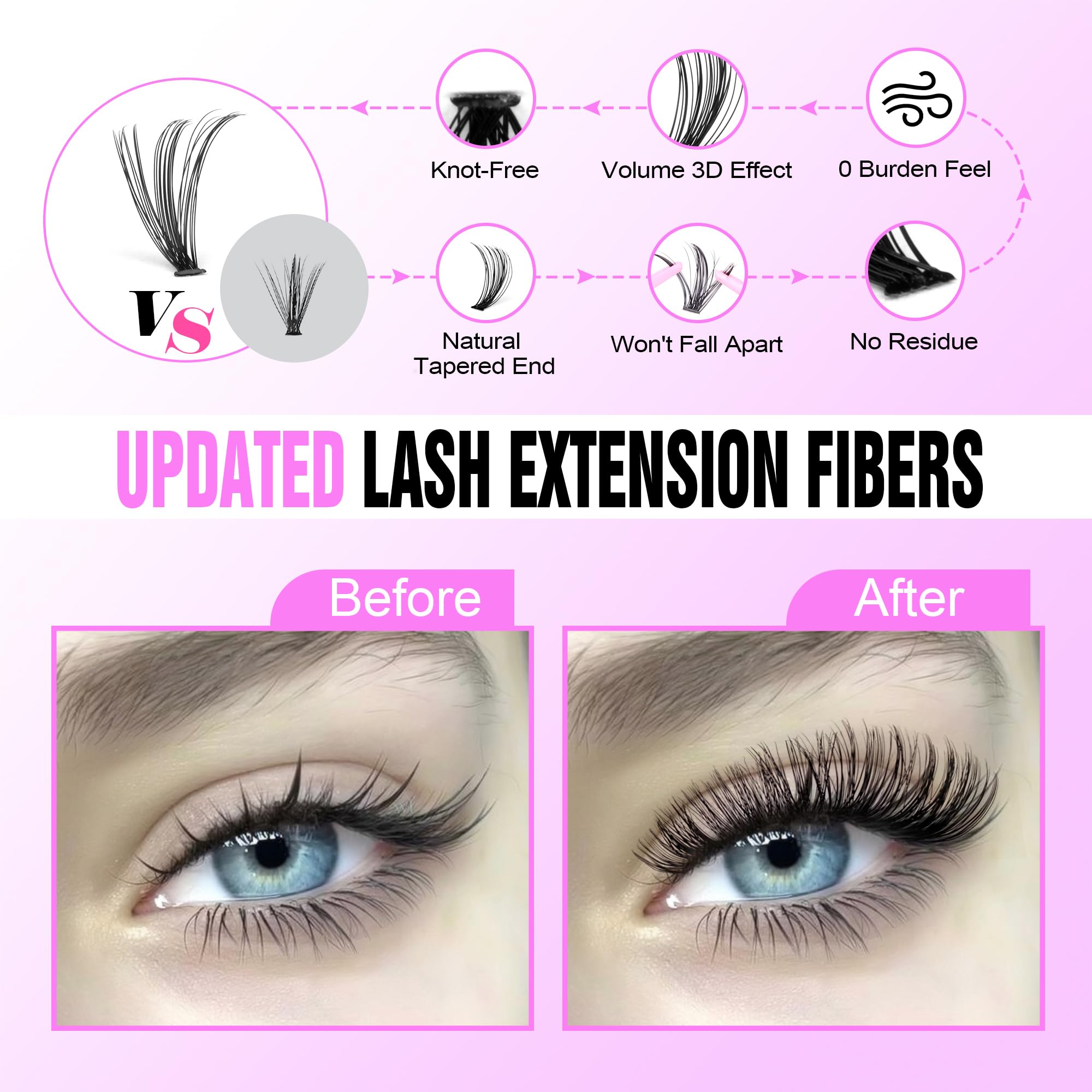Pawotence Lash Extension Kit DIY 280pcs Lash Clusters Eyelash Extension Kit, 9-16mm 30D 40D Individual Lashes Kit with Lash Bond and Seal, Lash Tweezers for Self Use (30D&40D, 0.07D, 9-16mm, Kit)