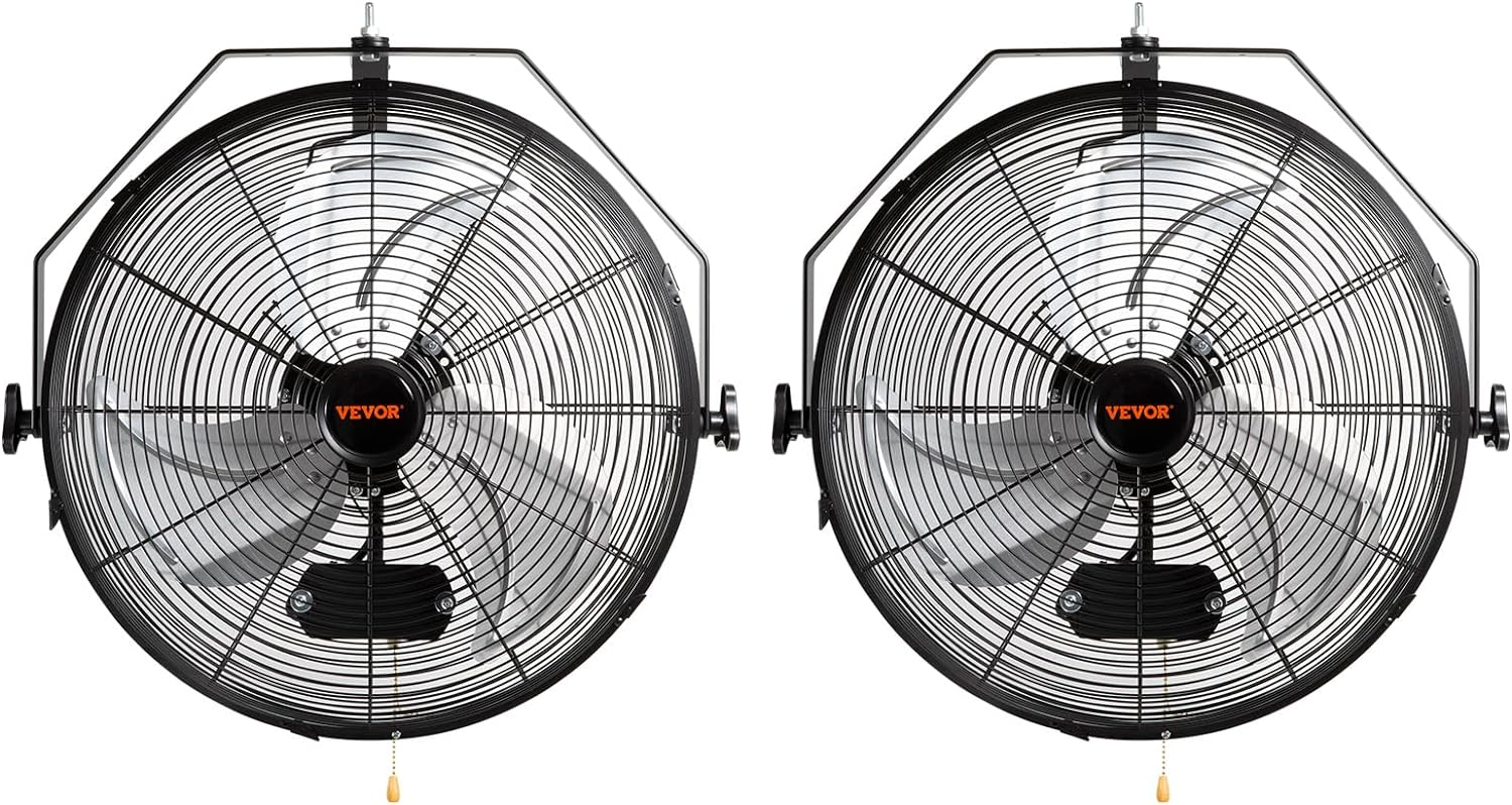 VEVOR Wall Mount Fan, 2 PCS 18 inch Waterproof, 3-speed High Velocity Max. 4000 CFM Industrial Wall Fan for Indoor, Commercial, Residential, Warehouse, Greenhouse, Workshop, Basement, Garage,Black