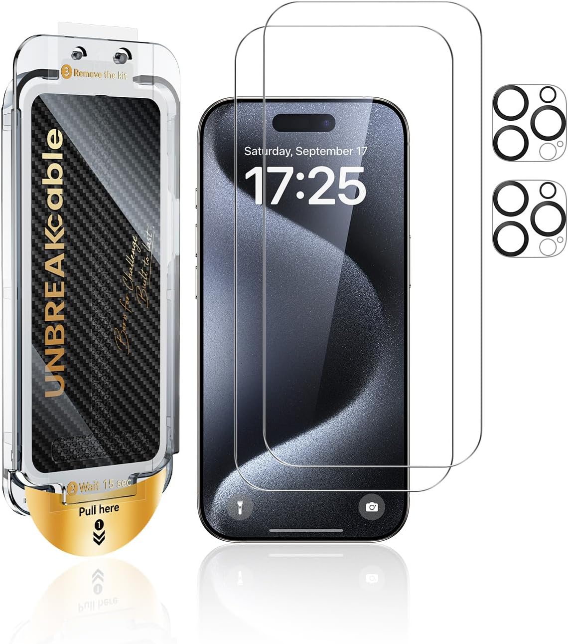 UNBREAKcable 2+2 Pack for iPhone 16 Pro Max Screen Protector & Lens Protector 【Military-Grade】【Easy Install】【Efficient Night Shot】9H+ Shatterproof Tempered Glass Film,Bubble-Free&Anti-Fingerprint ,Case Friendly-6.9 inch