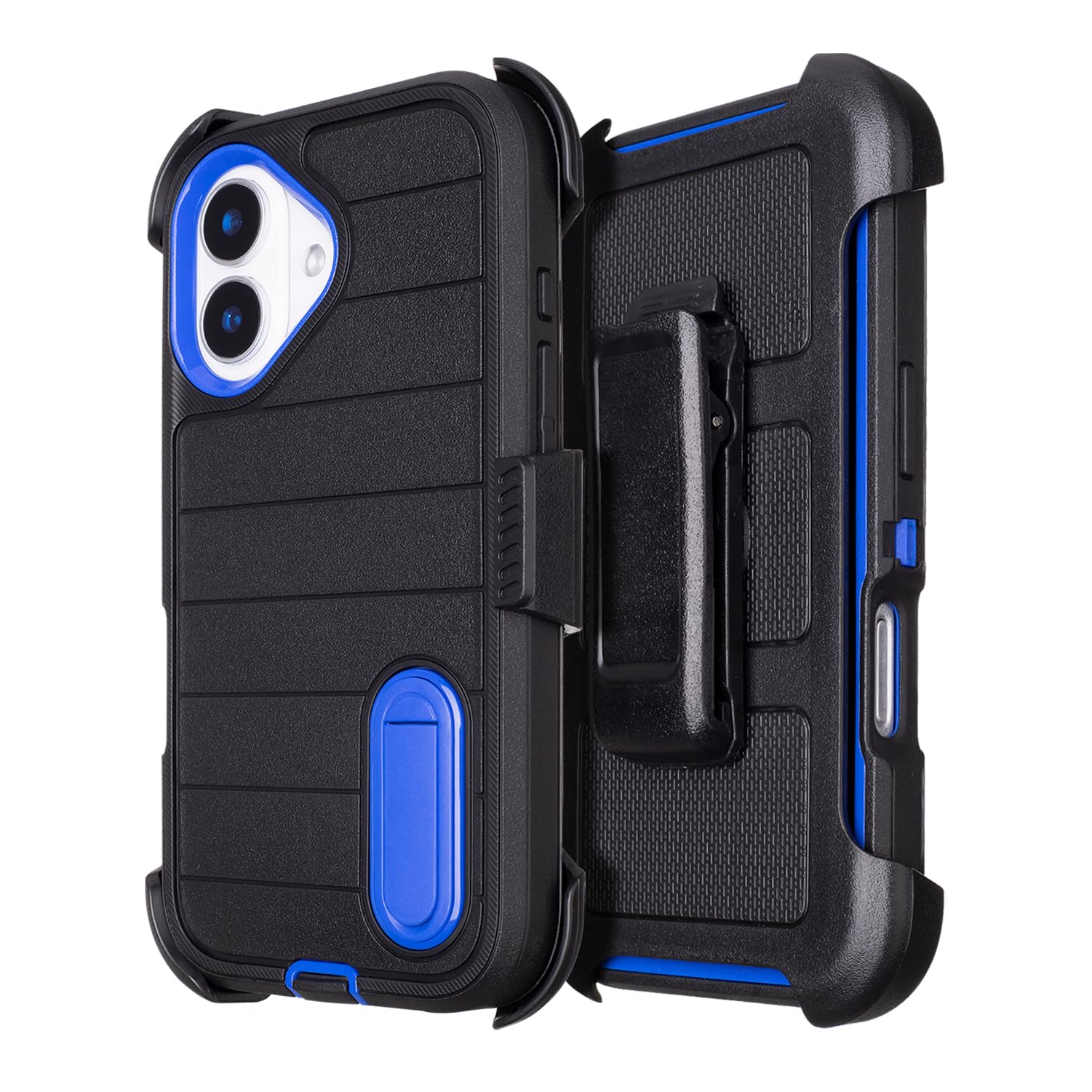 Black for iPhone 16 Case with Belt Clip Holster, Heavy Duty Rugged Military Grade Shockproof Case for iPhone 16 Case Protective Cover with Kickstand 6.1 Inch