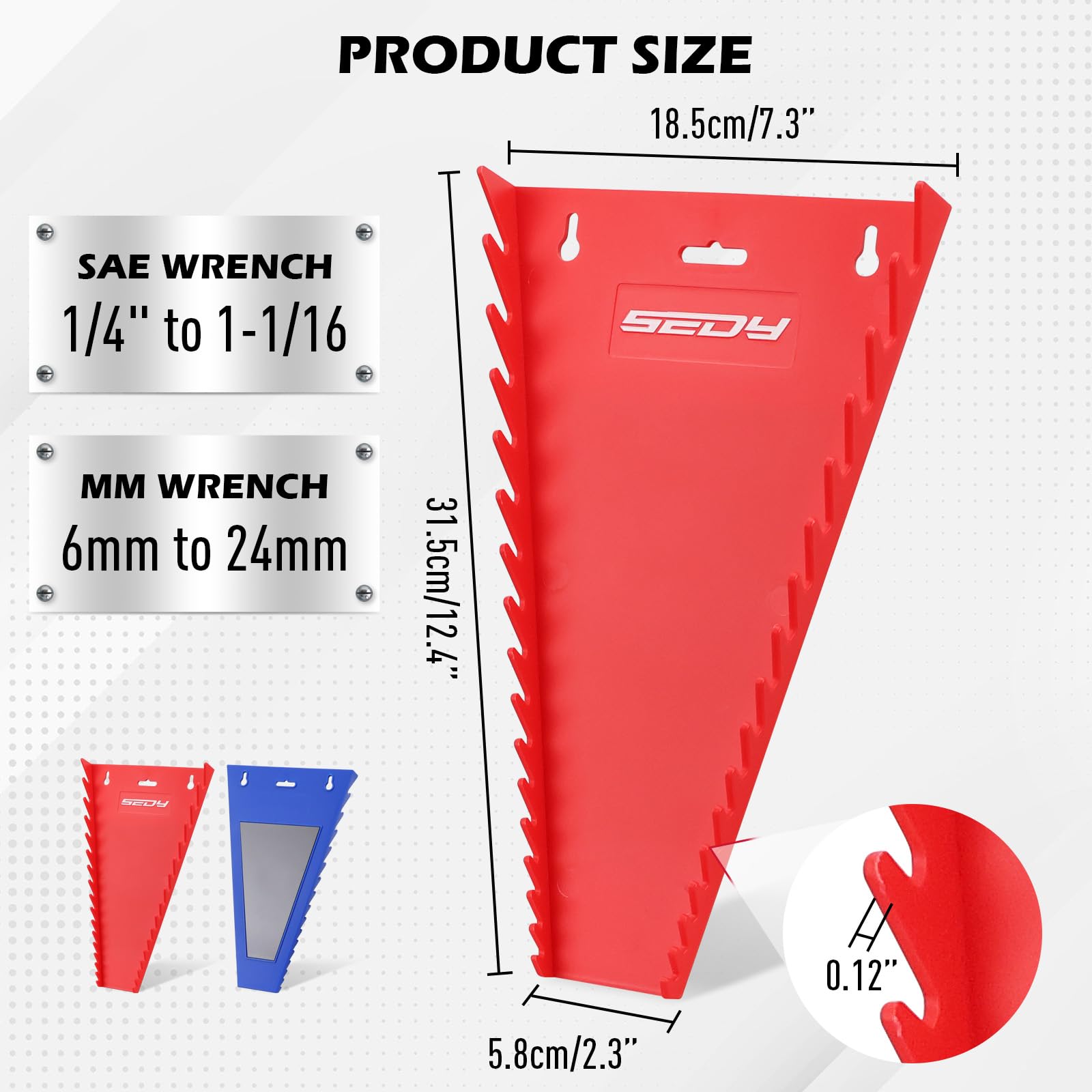 2-Pack Magnetic Wrench Organizer, 32-Slot Premium Wrench Rack Holder Tool Trays for Toolboxes Drawer Storage, SAE (1/4" - 1-1/16") & Metric (6mm - 24mm)