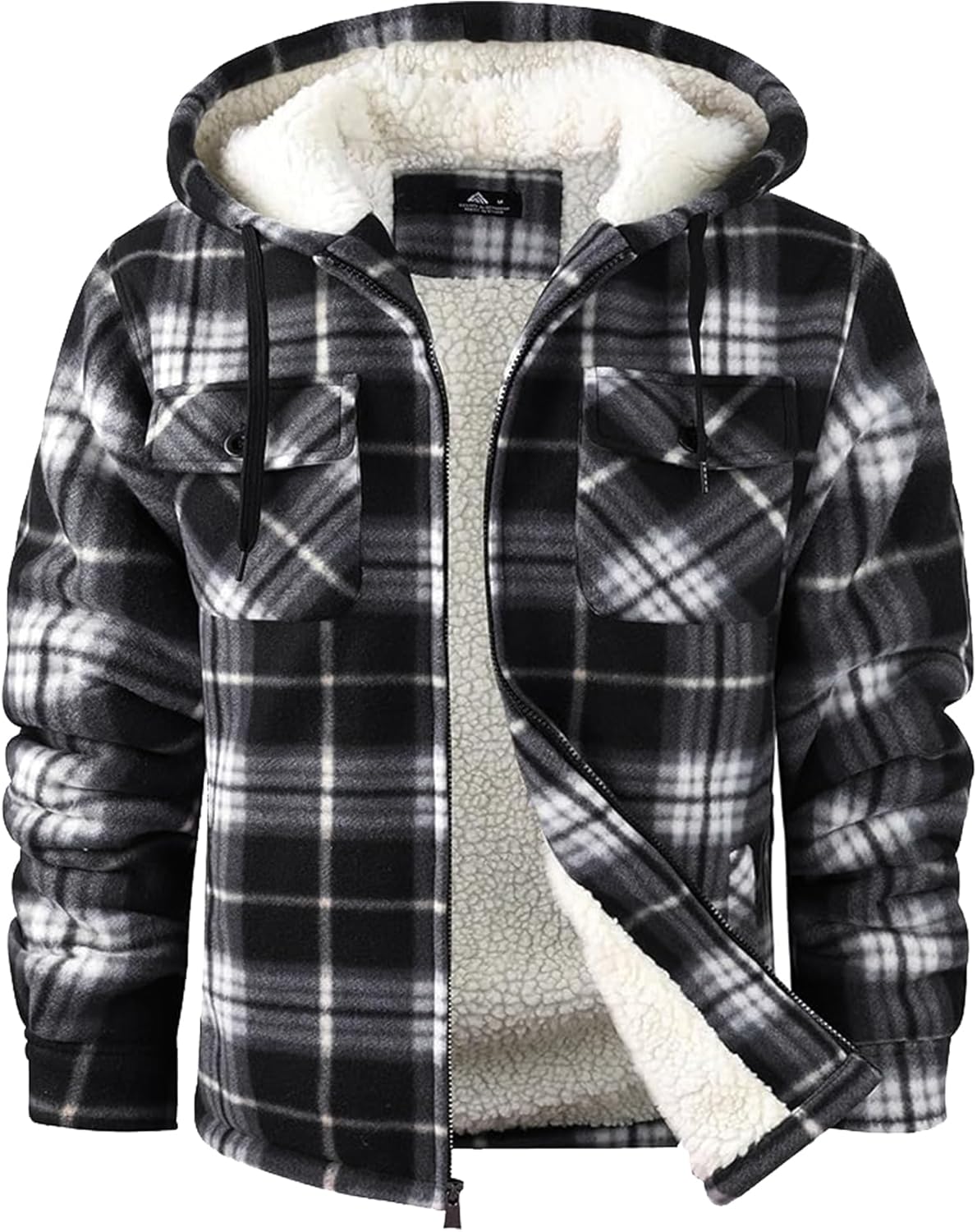 GEEK LIGHTING Men's Flannel Shirts Jacket Sherpa Lined Fleece Plaid Hoodie Long Sleeve Winter Warm Coat