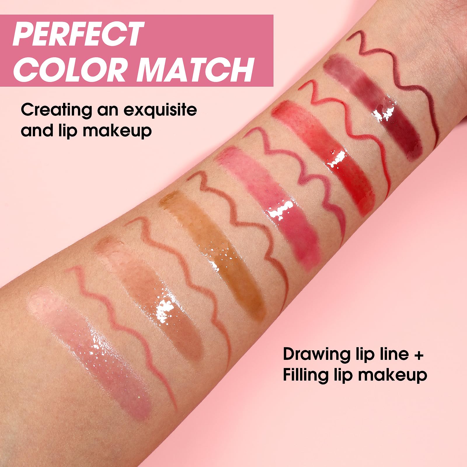 Jolilab Matte Lip Liner Lip Oil Set, Lip Makeup Set Natural Smooth Long-Lasting And Hydrating Beauty Daily Cosmetics Gift for Girls Easy-to-Use(12pcs)