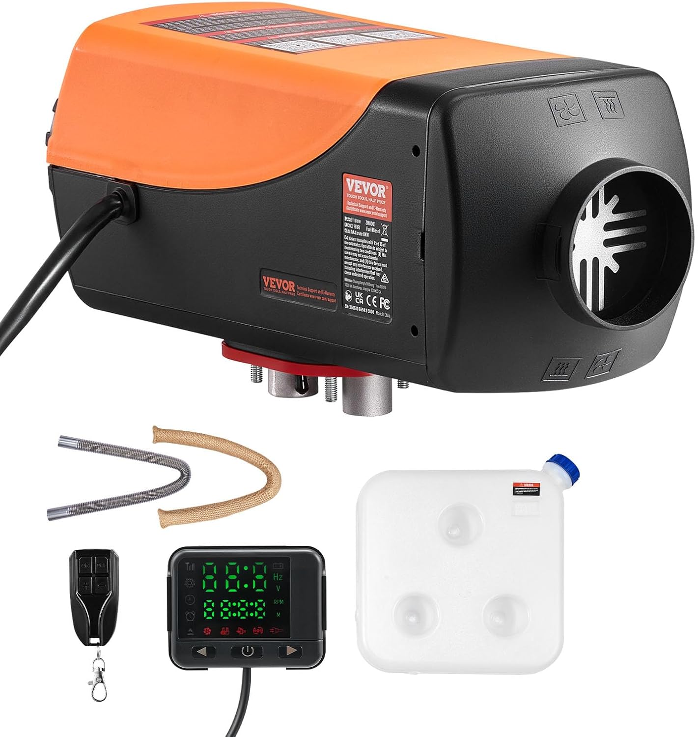 VEVOR 8KW Diesel Heater, DC12-24V, Fast Heating Diesel Air Heater, with Remote Control and Color Digital Display, 10L Fuel Tank, Low Noise, Voice Announcement, for RV, Truck, Boat and Trailer