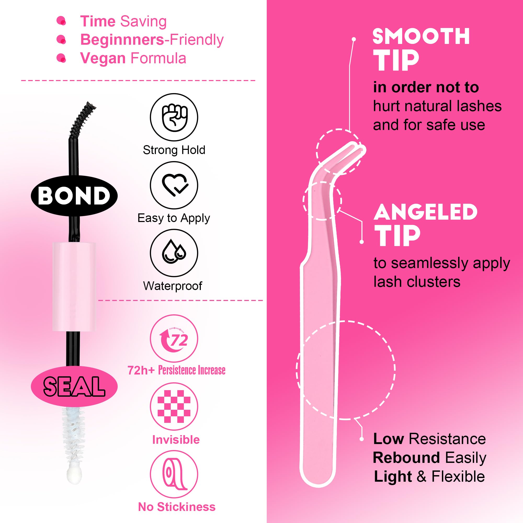 Pawotence Lash Extension Kit DIY 280pcs Lash Clusters Eyelash Extension Kit, 9-16mm 30D 40D Individual Lashes Kit with Lash Bond and Seal, Lash Tweezers for Self Use (30D&40D, 0.07D, 9-16mm, Kit)