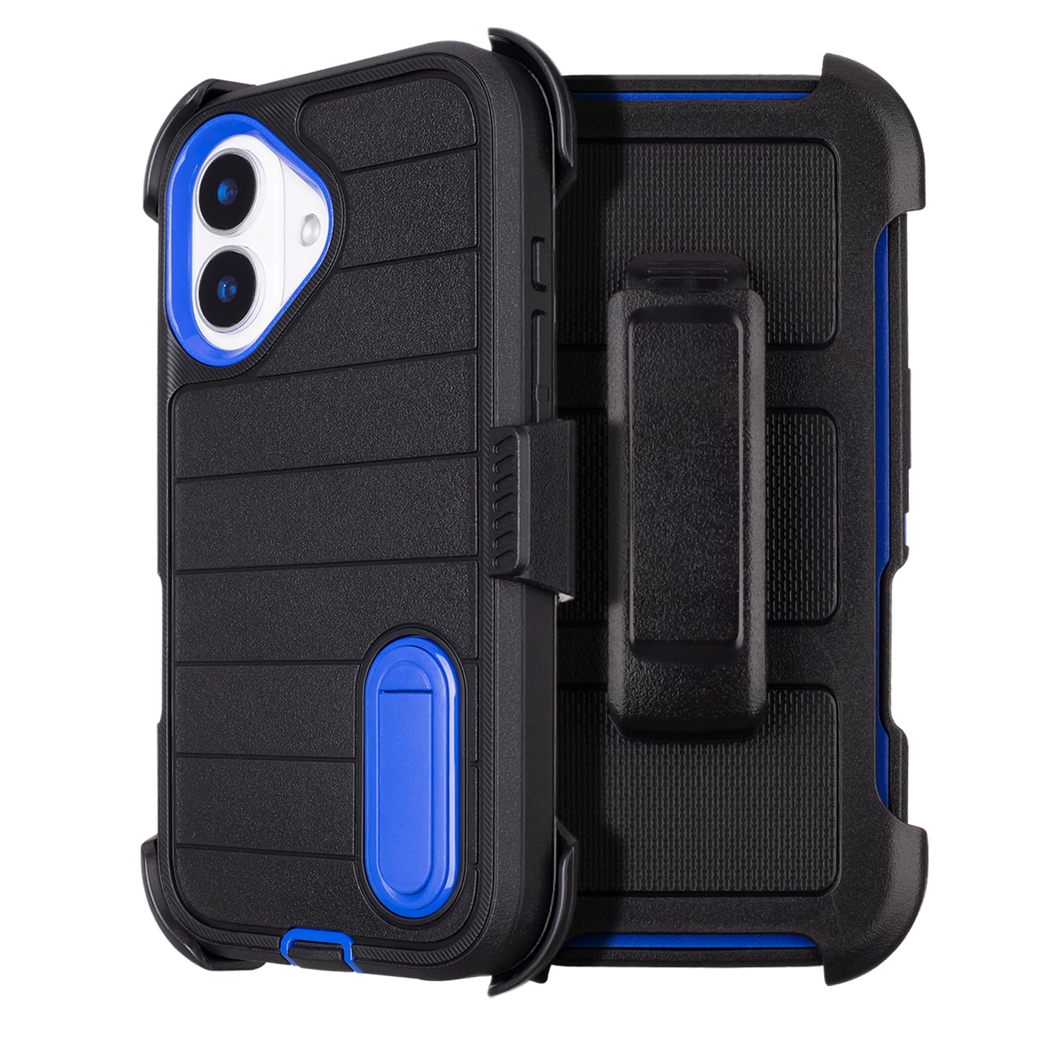 Black for iPhone 16 Case with Belt Clip Holster, Heavy Duty Rugged Military Grade Shockproof Case for iPhone 16 Case Protective Cover with Kickstand 6.1 Inch