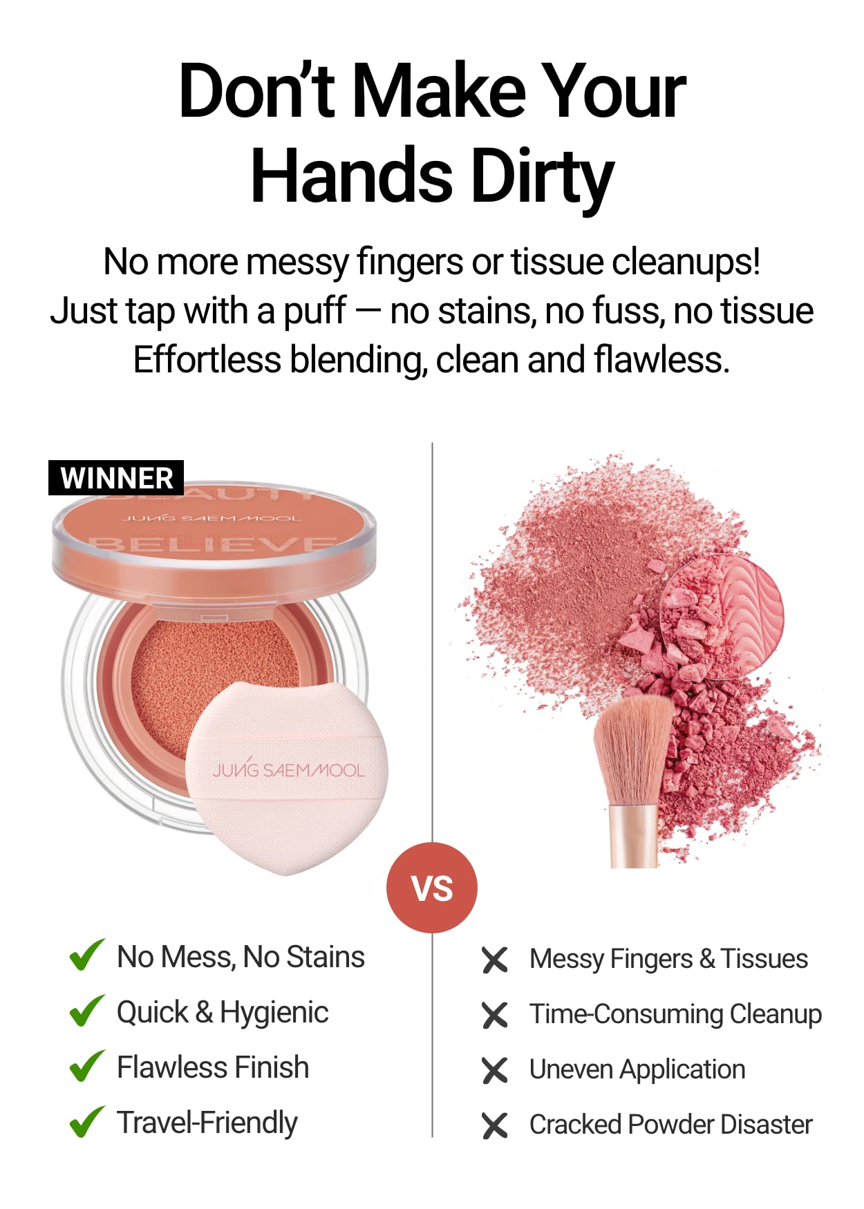 JUNGSAEMMOOL Artist Cushion Blush (Dewy Coral) | Easy to Blend, Lightweight, Hydrating Korean Makeup Cushion Blush for Dewy & Glowing Cheeks