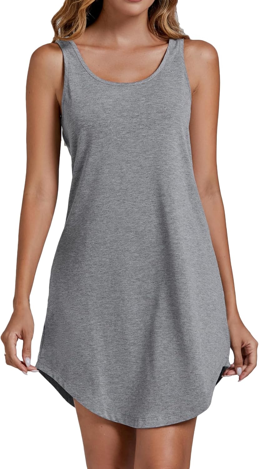 Vrtige Women's Tank Nightgown Sleeveless Sleepwear Scoop Neck Full Slip Chemise Nightdress