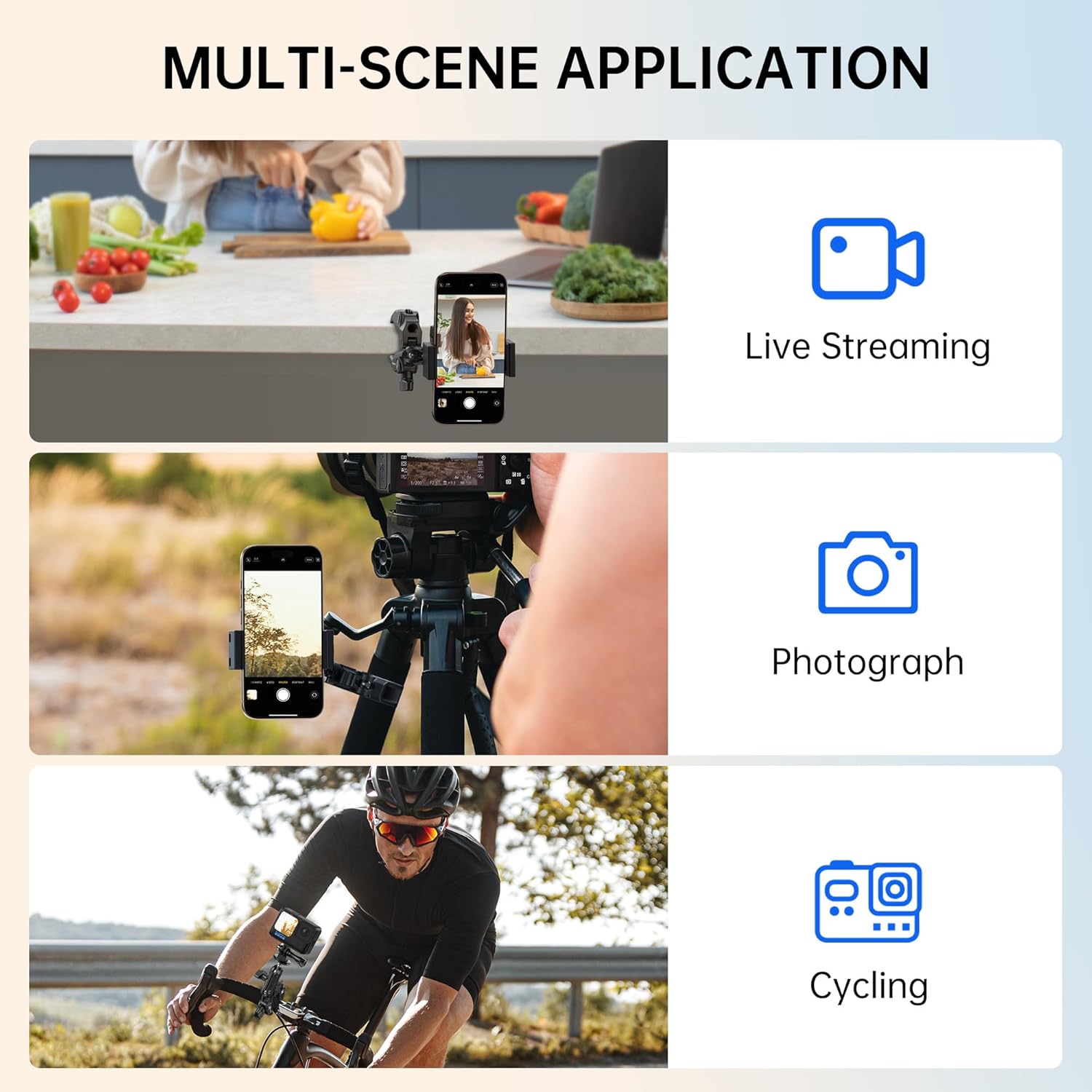 ATUMTEK Super Camera Clamp Mount with 1/4" and 3/8" Threads, Dual Ballhead Magic Arm 360° Ball Head Grip, Phone/Action Camera Mount Adapter for Canon Nikon DSLR Camera, GoPro/Insta360/INSTAX/DJI