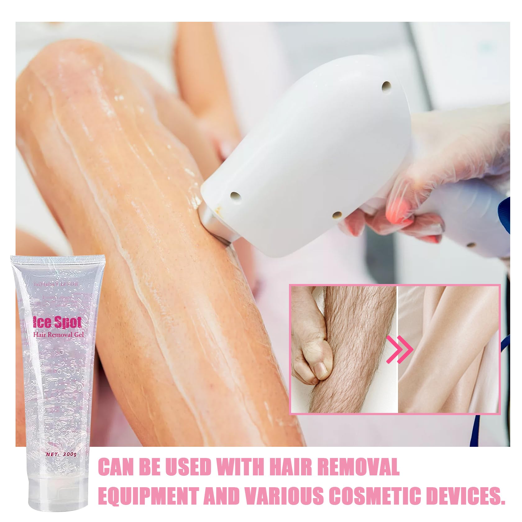 2PCS Cooling Gel for Lazer Hair Removal Device,Gentle Home Laser Hair Removal Cream for Women Men,Refreshing Moisturizing Body Face Gel 600ML