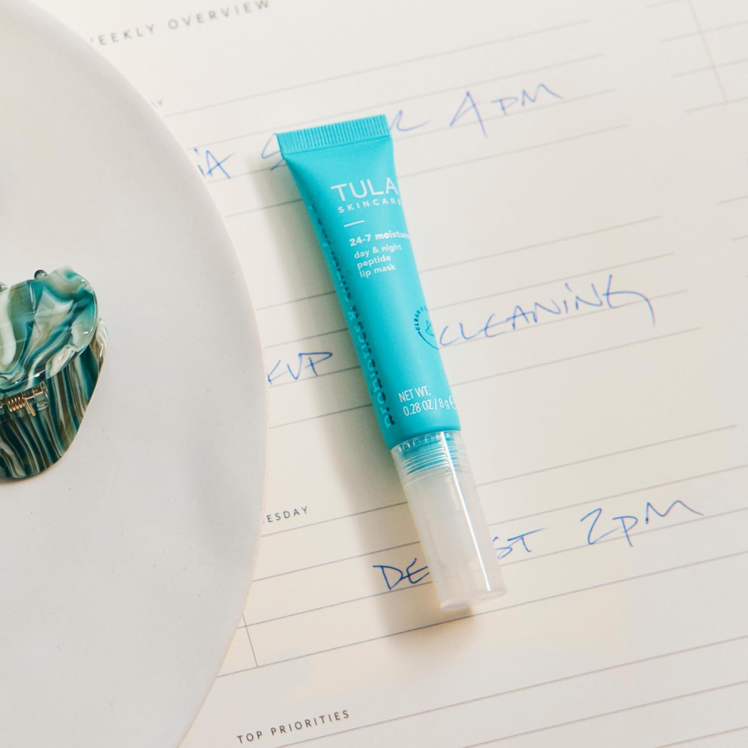 TULA Skin Care 24-7 Moisture Day & Night Peptide Lip Mask - Peptides, Hyaluronic Acid & Vitamin E deeply Nourish & Hydrate lips, 0.28 oz.