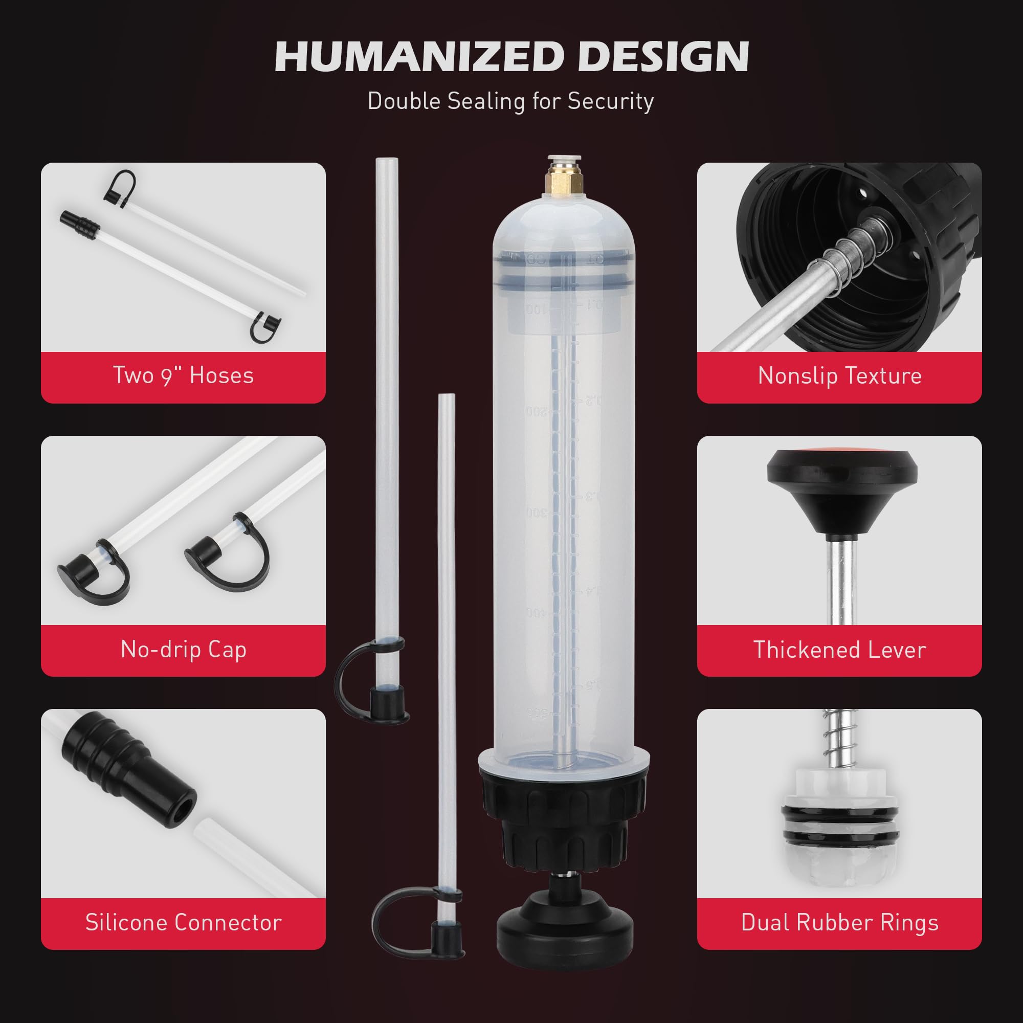 SEDY Fluid Extractor Multi-Purpose Oil Syringe with 500CC, Oil Suction Pump, Manual Extraction and Filling Pump, Automotive Oil Syringe(17.6 Oz./0.45 Qt./500 CC)