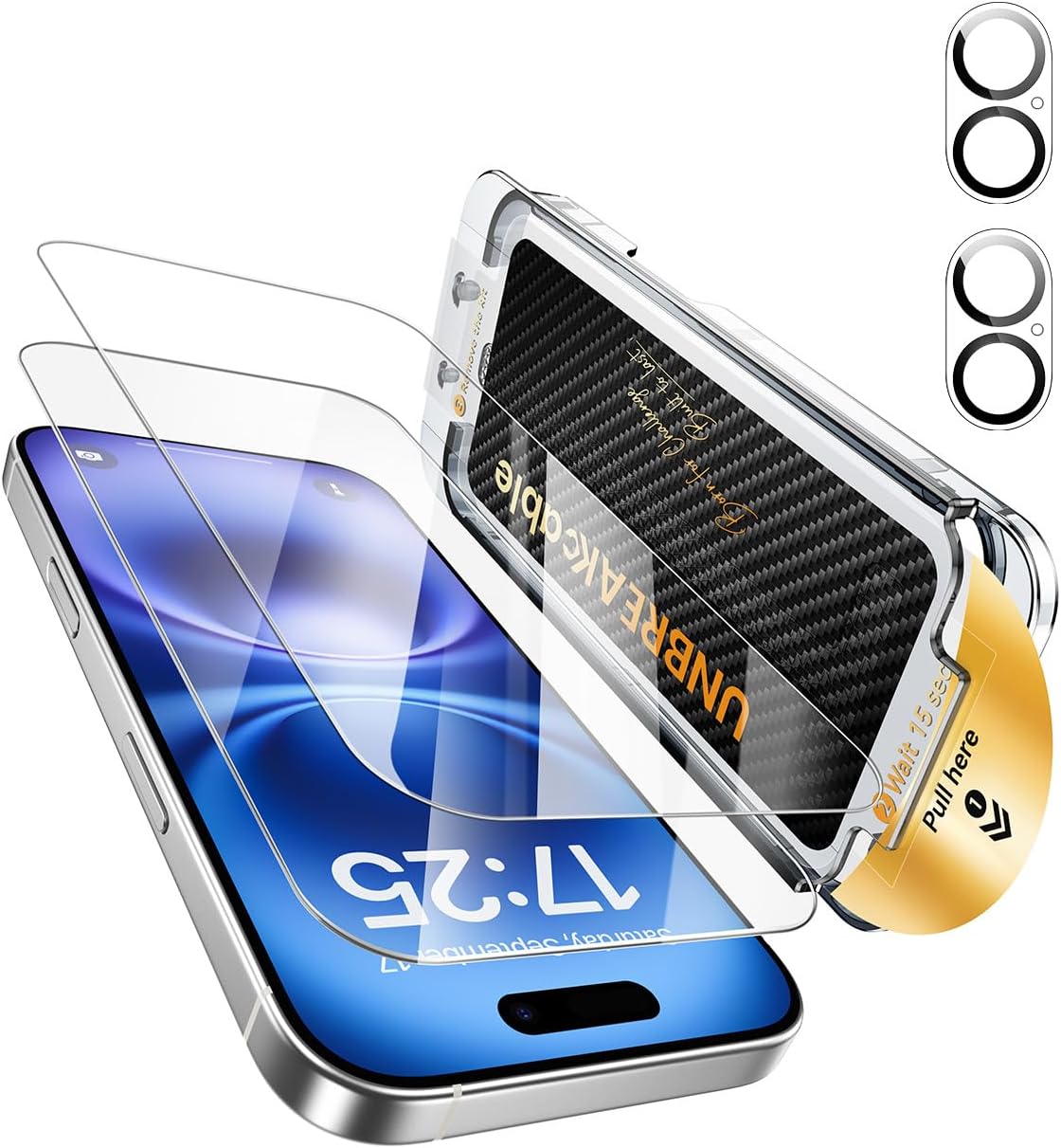 UNBREAKcable 2+2 Pack for iPhone 16 Pro Max Screen Protector & Lens Protector 【Military-Grade】【Easy Install】【Efficient Night Shot】9H+ Shatterproof Tempered Glass Film,Bubble-Free&Anti-Fingerprint ,Case Friendly-6.9 inch