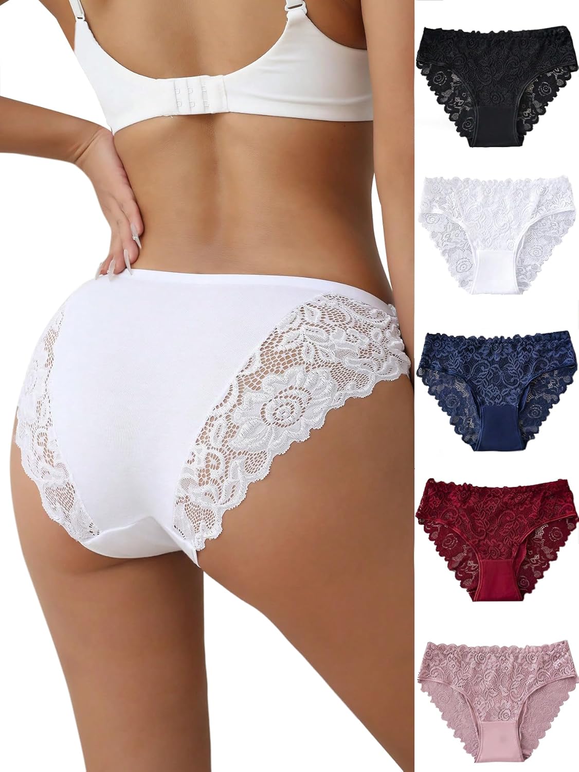 everyjoys Sexy Underwear Lace Panties for Women Bikini Underwear Hipster Underpants Lace Soft Breathe Briefs Multipack 5-Pack