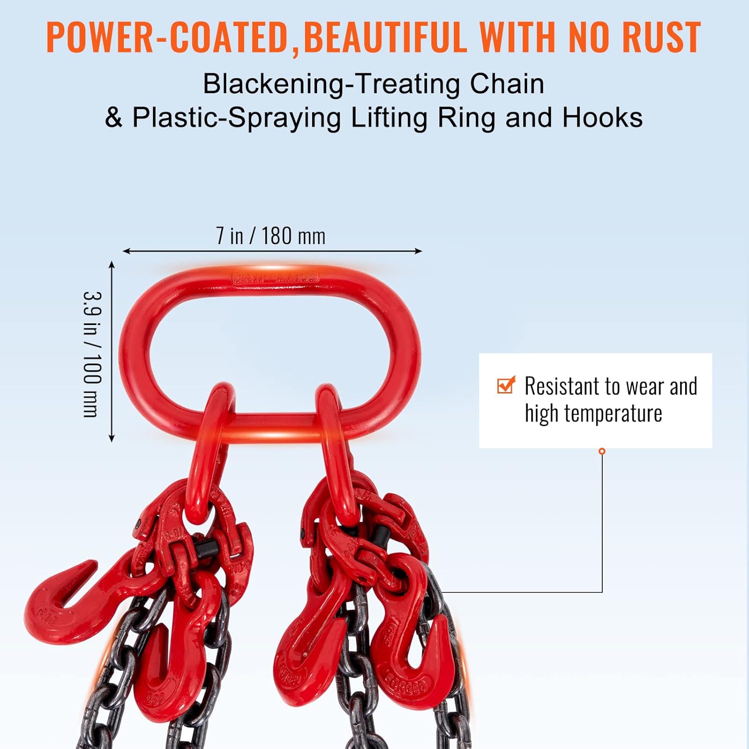 VEVOR Chain Sling, 5/16 Inch X 5 Ft Lifting Chains with Hooks, G80 Engine Chain Hoist Lifts, 11000LBS Lifting Sling Chains for Engine Hoist, Engine Lift Chain 5T with 4 Leg Grab Hooks and Adjusters