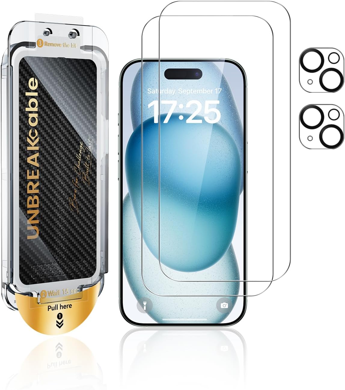 UNBREAKcable 2+2 Pack for iPhone 16 Pro Max Screen Protector & Lens Protector 【Military-Grade】【Easy Install】【Efficient Night Shot】9H+ Shatterproof Tempered Glass Film,Bubble-Free&Anti-Fingerprint ,Case Friendly-6.9 inch