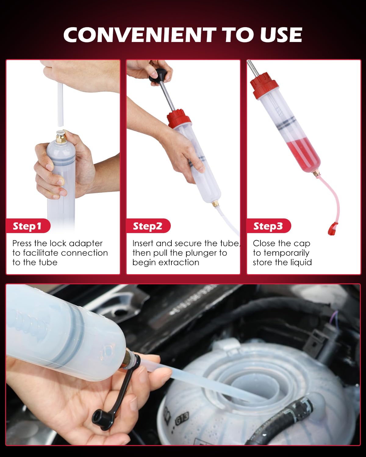 SEDY Fluid Extractor Multi-Purpose Oil Syringe with 500CC, Oil Suction Pump, Manual Extraction and Filling Pump, Automotive Oil Syringe(17.6 Oz./0.45 Qt./500 CC)