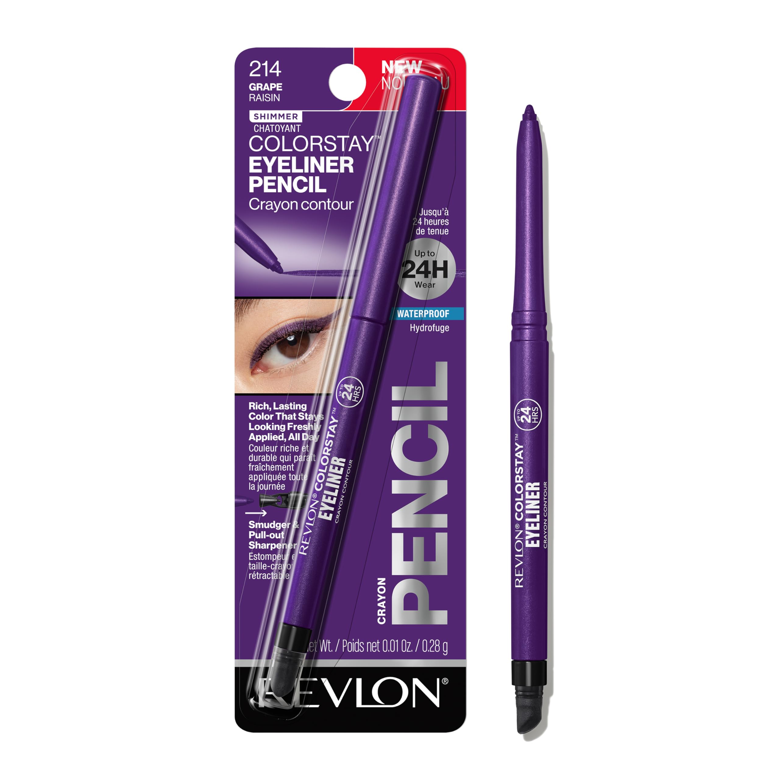 Revlon ColorStay Pencil Waterproof Eyeliner, Smudge-Proof, Eye Makeup with Built-In Sharpener, 202 Black Brown, 0.01 oz