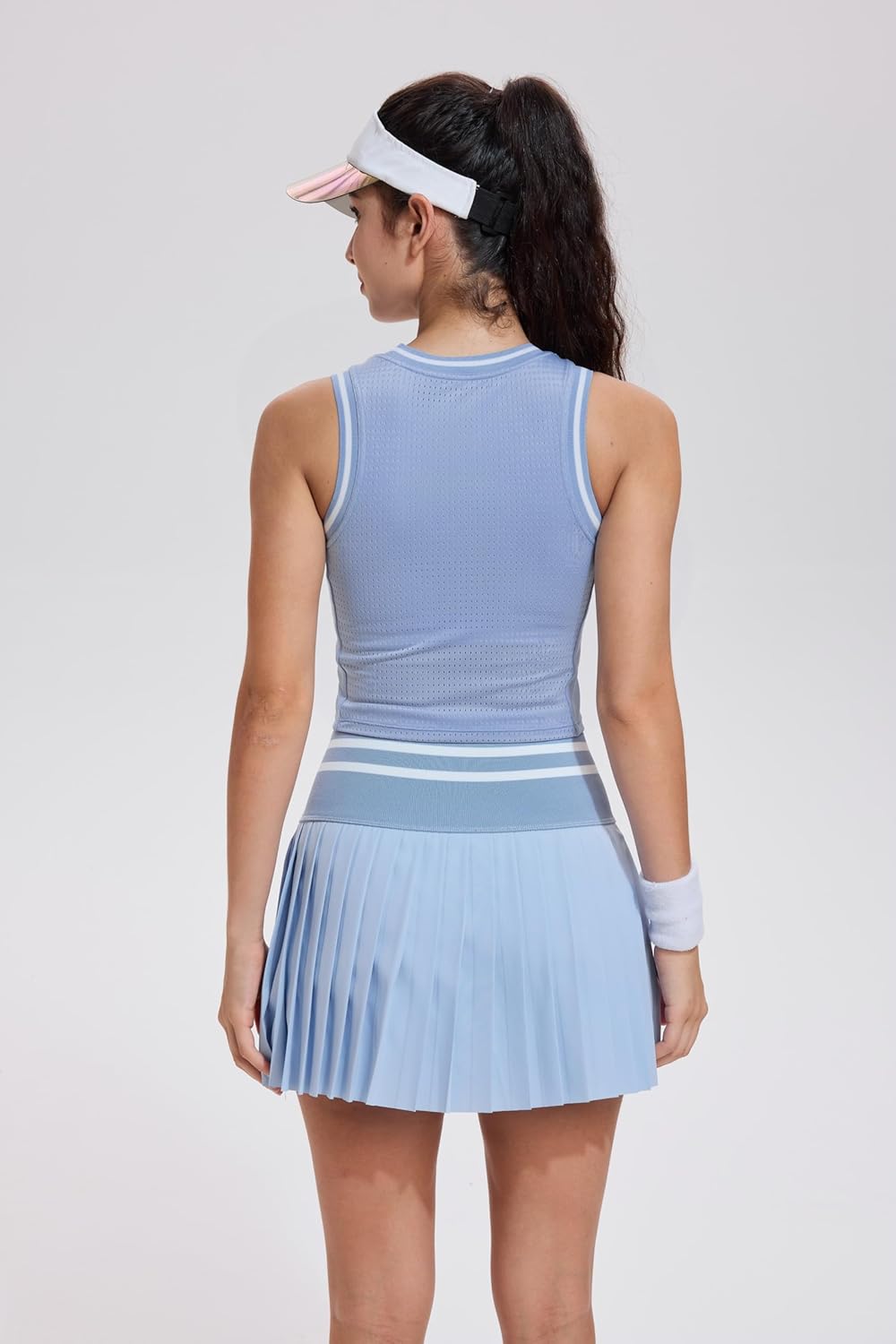 Two Piece Tennis Skirt Set for Women High Waisted Pleated Athletic Golf Skirt Sets Women 2 Piece Outfits with Pockets