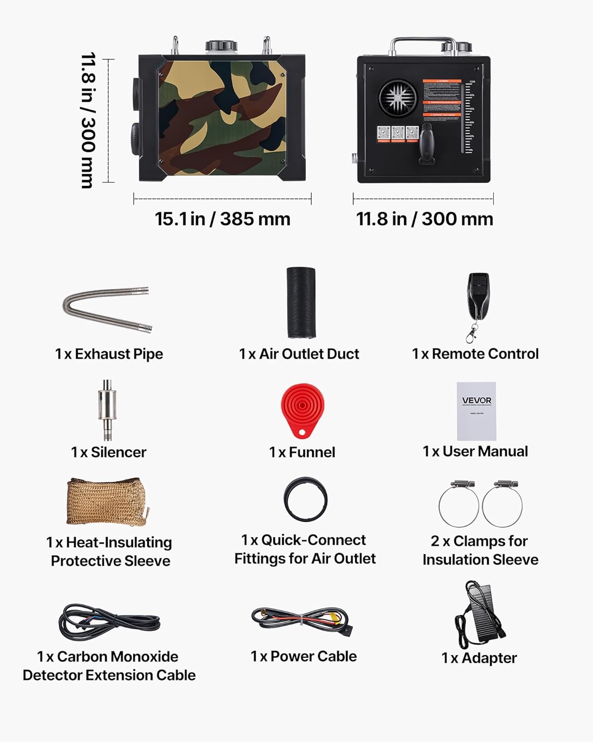 VEVOR Diesel Heater 8KW, DC 12V/24V, All in One Portable Diesel Air Heater with Bluetooth APP Control, Remote Control and LCD Screen, 1.9 Gal Fuel Tank for Trucks, Vans, RVs, Campers, and Garages