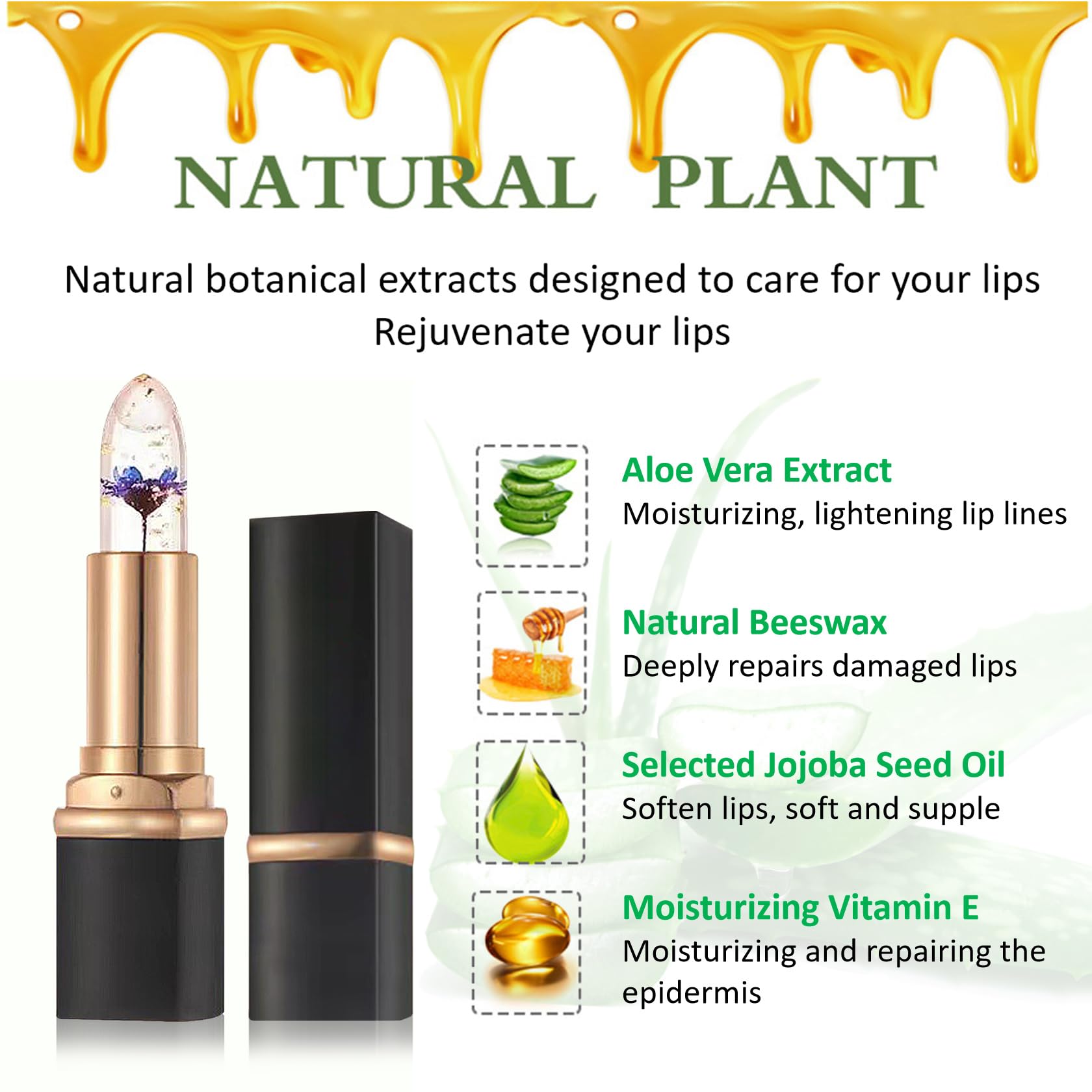 4 Pack Aloe Vera Lipstick,Long Wear Nourishing Lip stick,Waterproof Moisturizing Color Changing Lip Balm Lipstick,Lip Gloss,Magic Temp Color Change Matte Lip Gloss Makeup