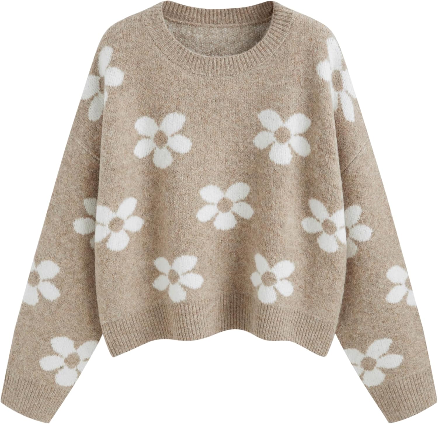 CIDER Floral Cozy Sweaters for Women Trendy Long Sleeve Cute Fall Outfits Casual Knit Pullover Sweater Fashion Clothes