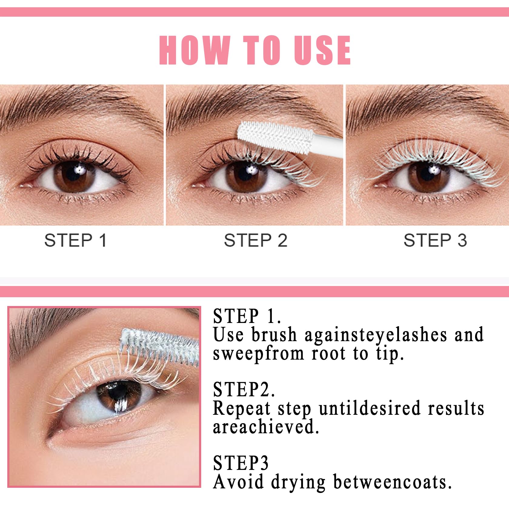 Black Telescopic Mascara Set,3PCS Black Mascara Volume and Length for Eye Makeup,Waterproofing No Clumping Tubing Mascara,No Smudging Curly Black Mascara with Eyelash Curler