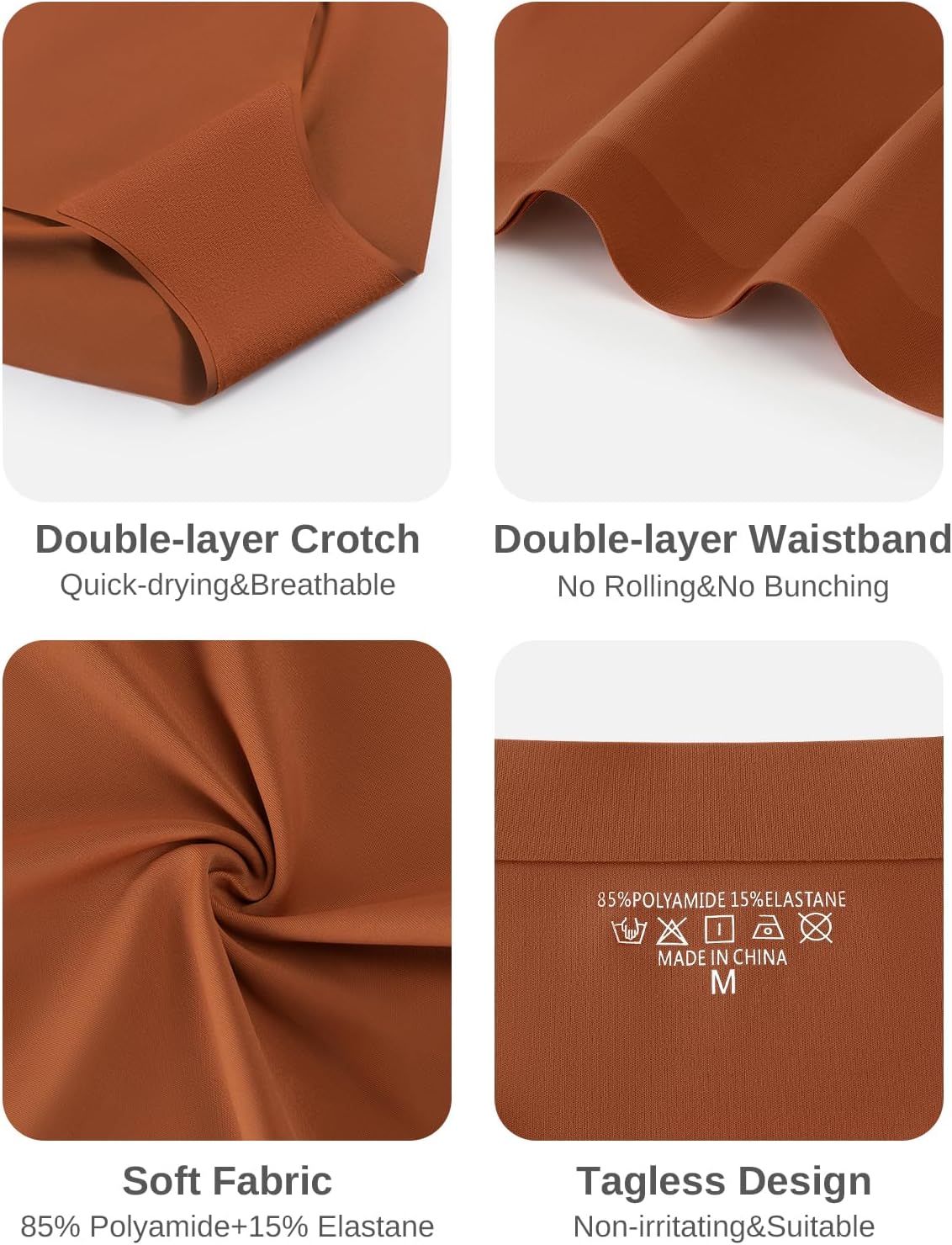 Womens Underwear Seamless High Waisted Briefs Silky Stretch No Show Breathable Full Coverage Ladies Panties 6 Pack