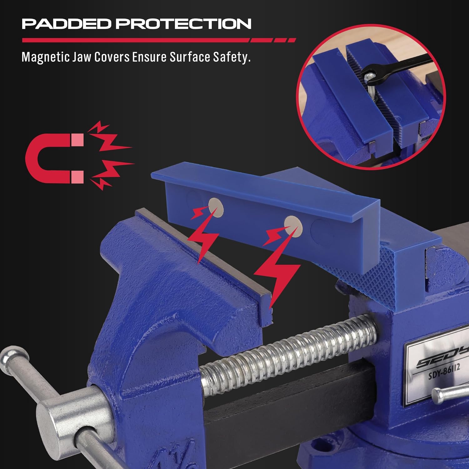 Heavy Duty Bench Vise 4.5 Inch: Table Clamp Woodworking Vice Press Drill Tools Workbench Wood Metal Pipe Work Shop Block Swivel Slide Cross Welding Machine Kit Milling Grip Precision Magnetic Jaw Pad