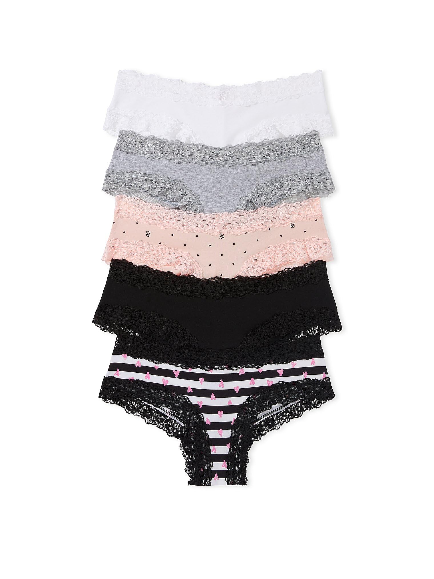 Victoria's Secret 7-Pack Lace-Trim Cotton Cheeky Panties