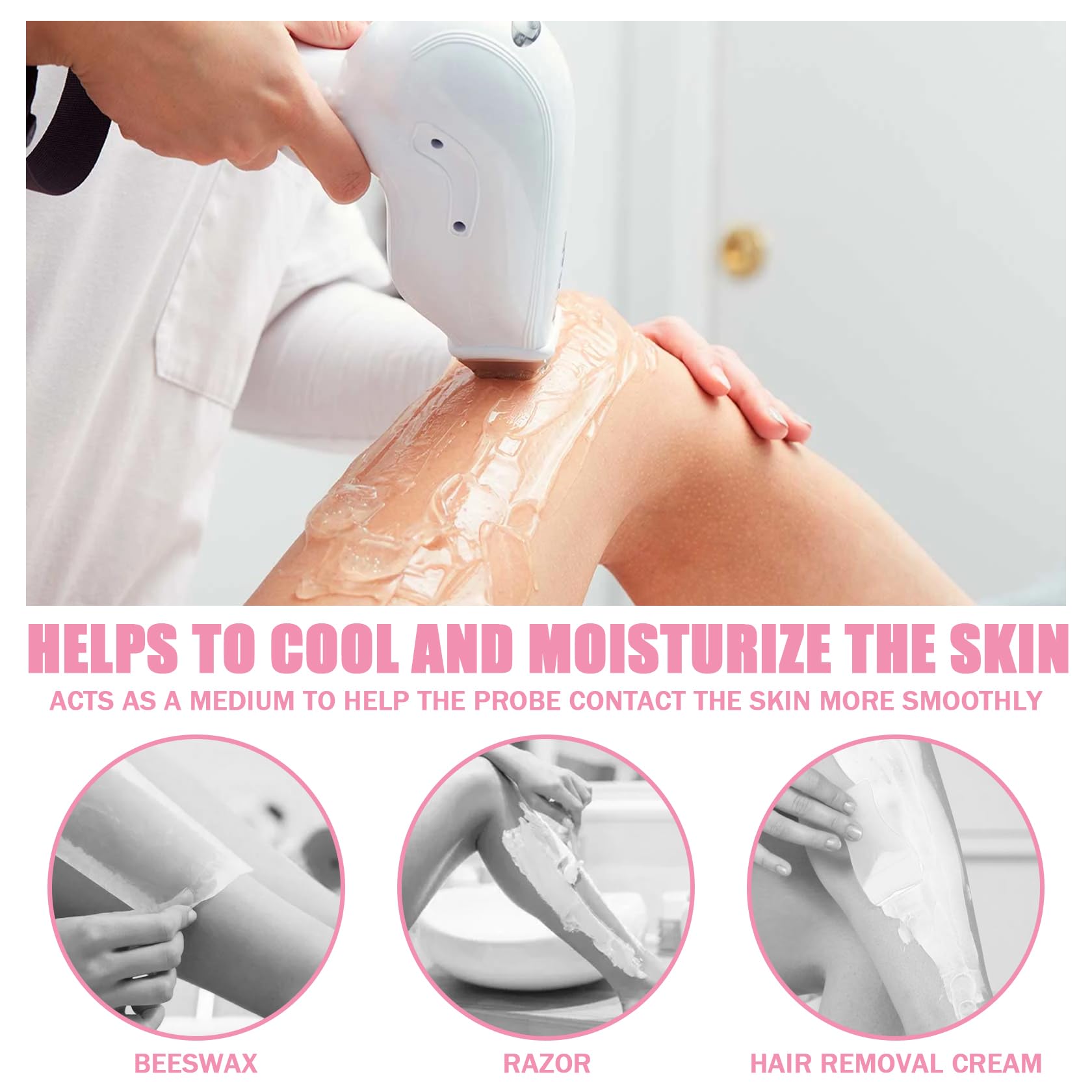 2PCS Cooling Gel for Lazer Hair Removal Device,Gentle Home Laser Hair Removal Cream for Women Men,Refreshing Moisturizing Body Face Gel 600ML