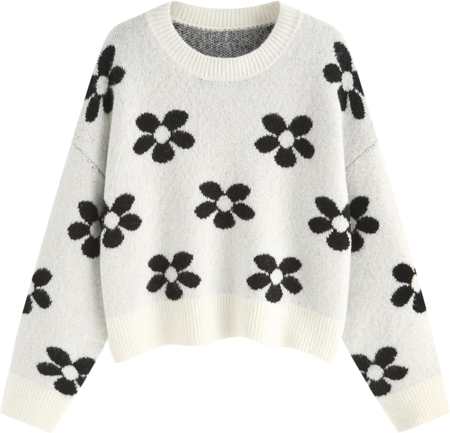 CIDER Floral Cozy Sweaters for Women Trendy Long Sleeve Cute Fall Outfits Casual Knit Pullover Sweater Fashion Clothes