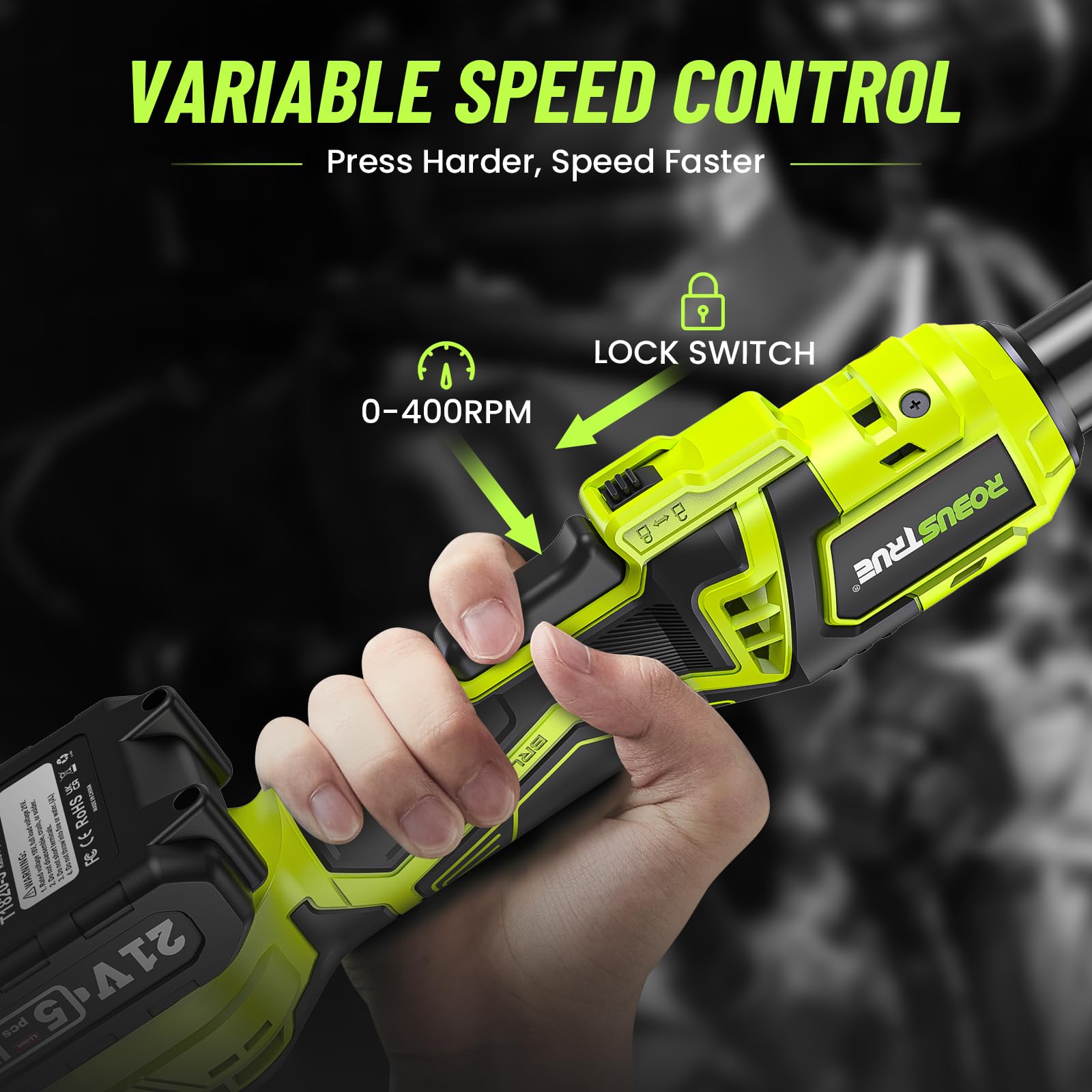 3/8" Cordless Ratchet Wrench: 58Ft-lbs (80N.m) 400RPM Light Weight Electric Ratchet, 6'' Extended Neck, 2 x2.0Ah Battery, 8 Sockets, 3" Extension Bar, LED Light (RH80B)